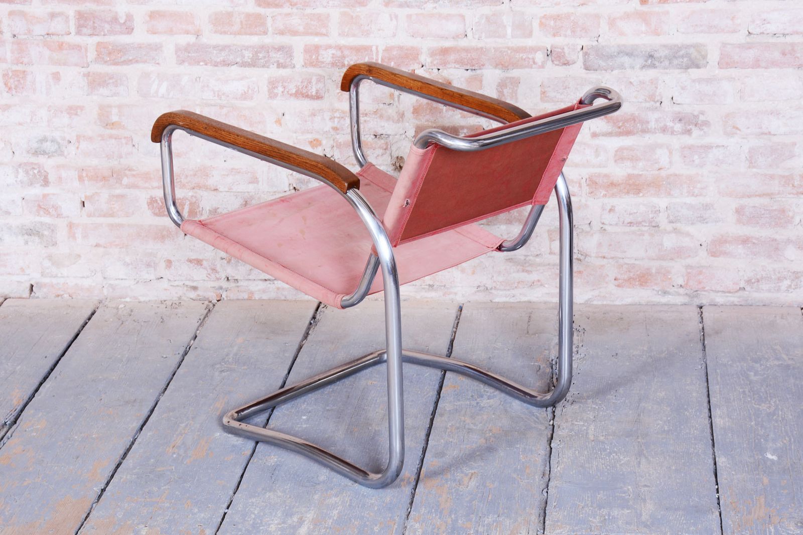 Original Bauhaus Chair, By J. Halabala, Up Zavody, Beech, Chrome, Czech, 1930s photo vinterior