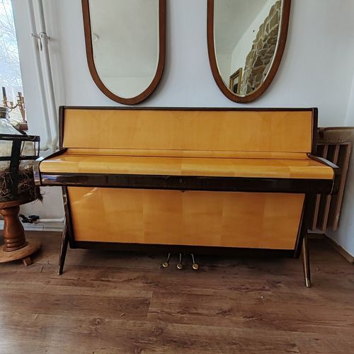 Rare 1957 Sauter Acoustic Piano – Mid Century Walnut & Maple, German Design