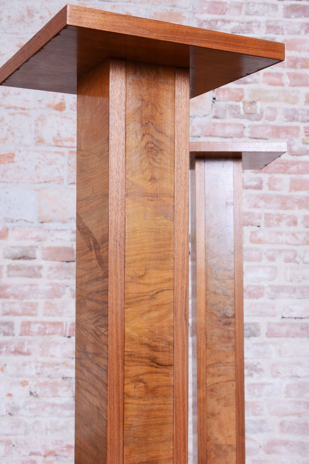 Pair Of Restored Art Deco Pedestals, Walnut, Revived Polish, Czech, 1920s photo buy