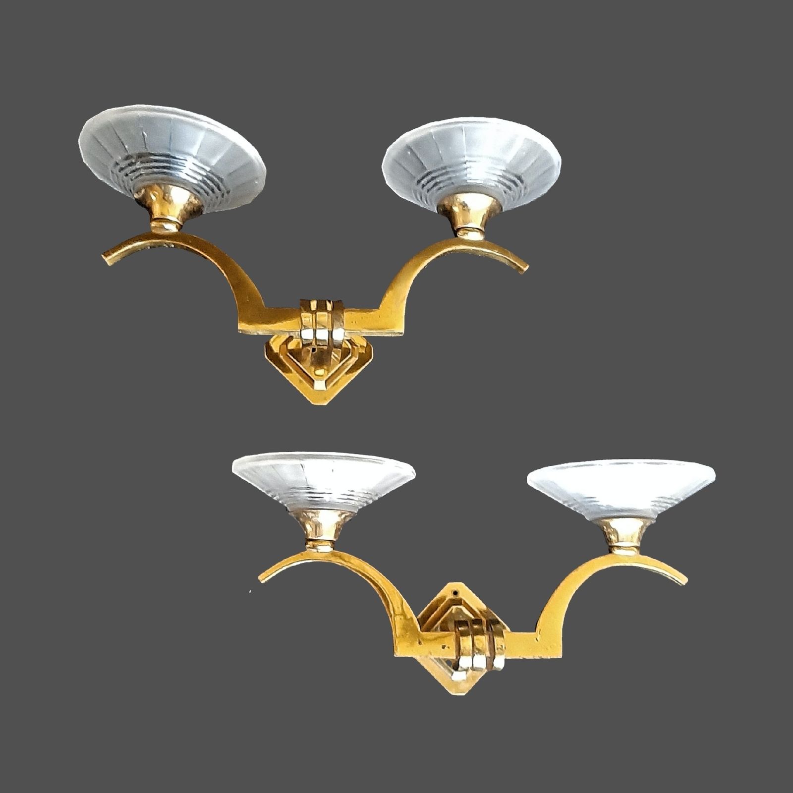 Pair Of Art Deco Wall Sconces For Living Or Dining Room Unique Sleek Design Quality Craftsmanship France 1930s