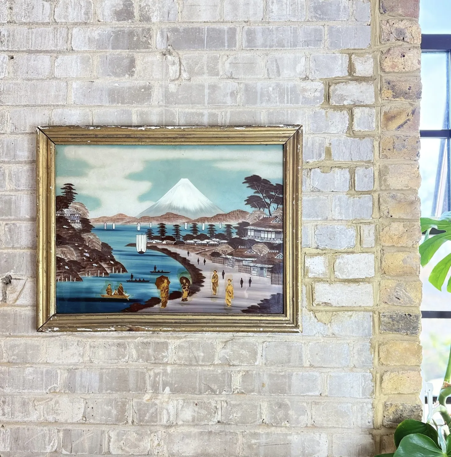 Early 20th Century Chinese Export Glass Paintings In Original Frames photo vintage