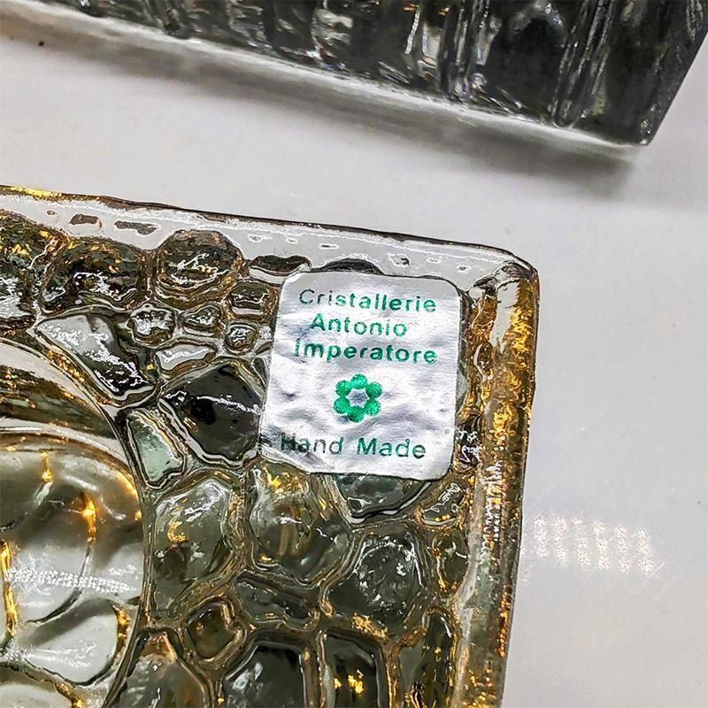 photo for sale 1970s Very Rare Set Of 3 Book Shaped Ashtrays In Murano Glass By Antonio Imperatore. Made In Italy.