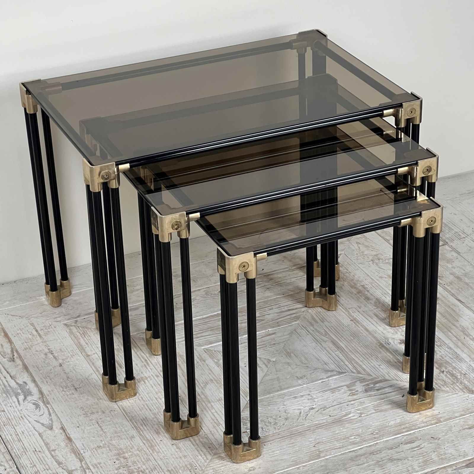 Italian Smoked Glass Nest Of Tables photo for sale