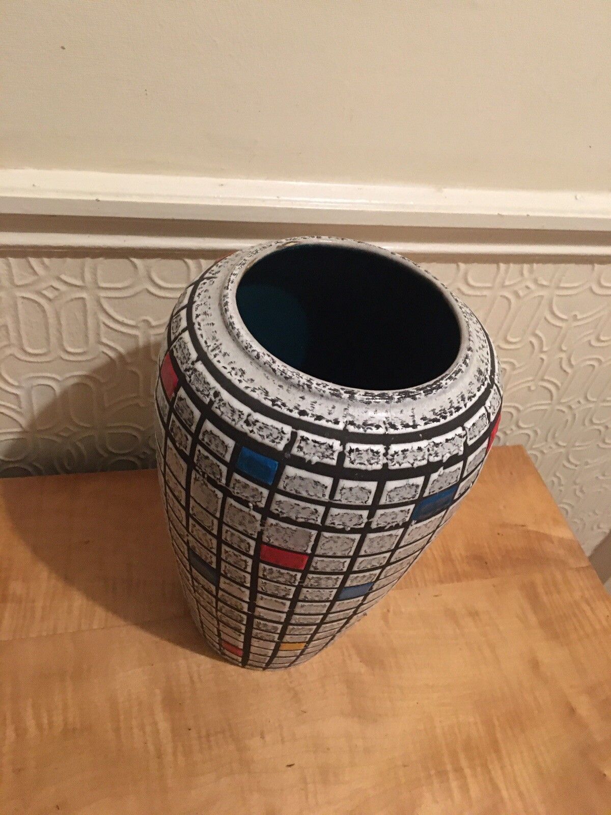Large Mid Century Modernist Vase West German Studio Pottery 12” photo vinterior