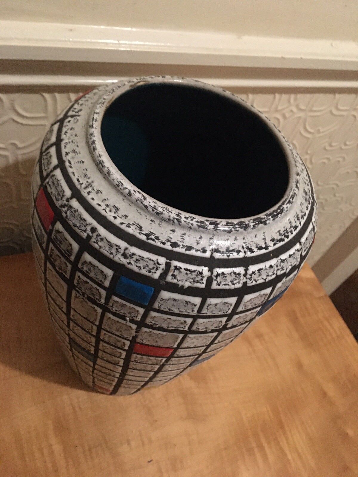 photo vinterior Large Mid Century Modernist Vase West German Studio Pottery 12”