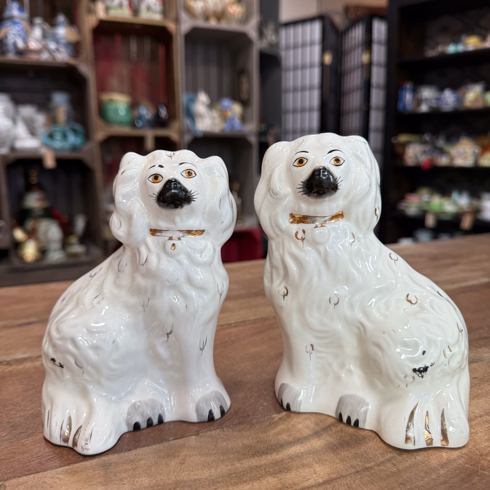 Superb Vintage Beswick 1378 6 White Porcelain Wally Dogs photo for sale