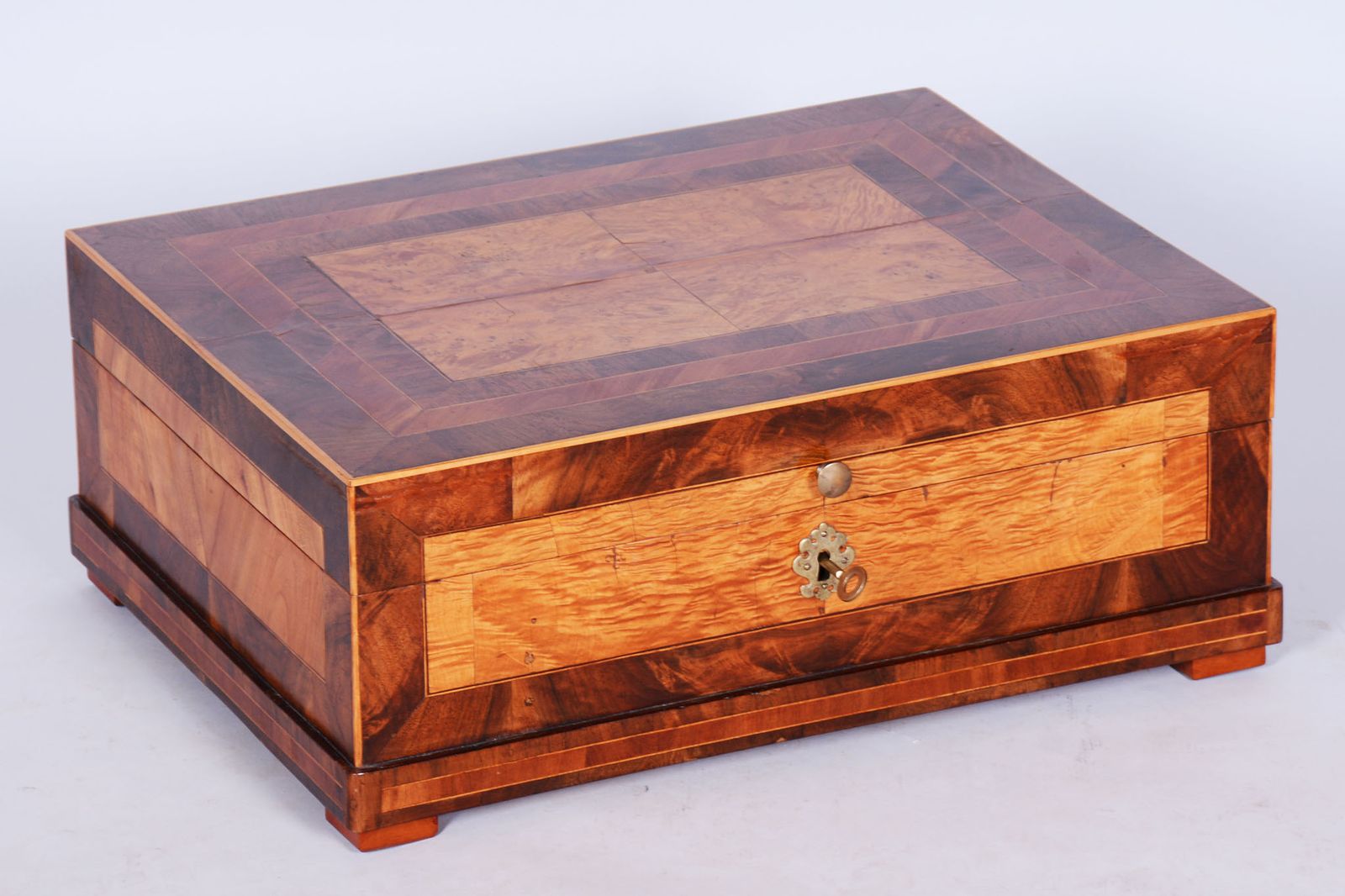 Restored Biedermeier Jewelry Box, Ash, Maple, Spruce, Walnut, Czech, 1820s