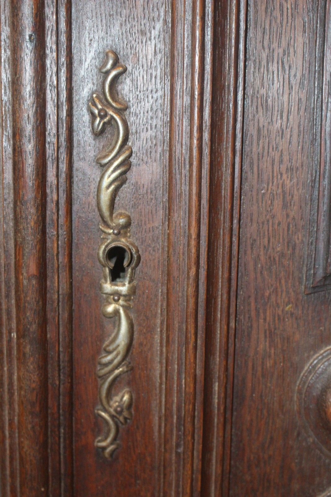 photo for sale Arts & Crafts Antique Oak Carved Cupboard Cabinet Door Wall Panels