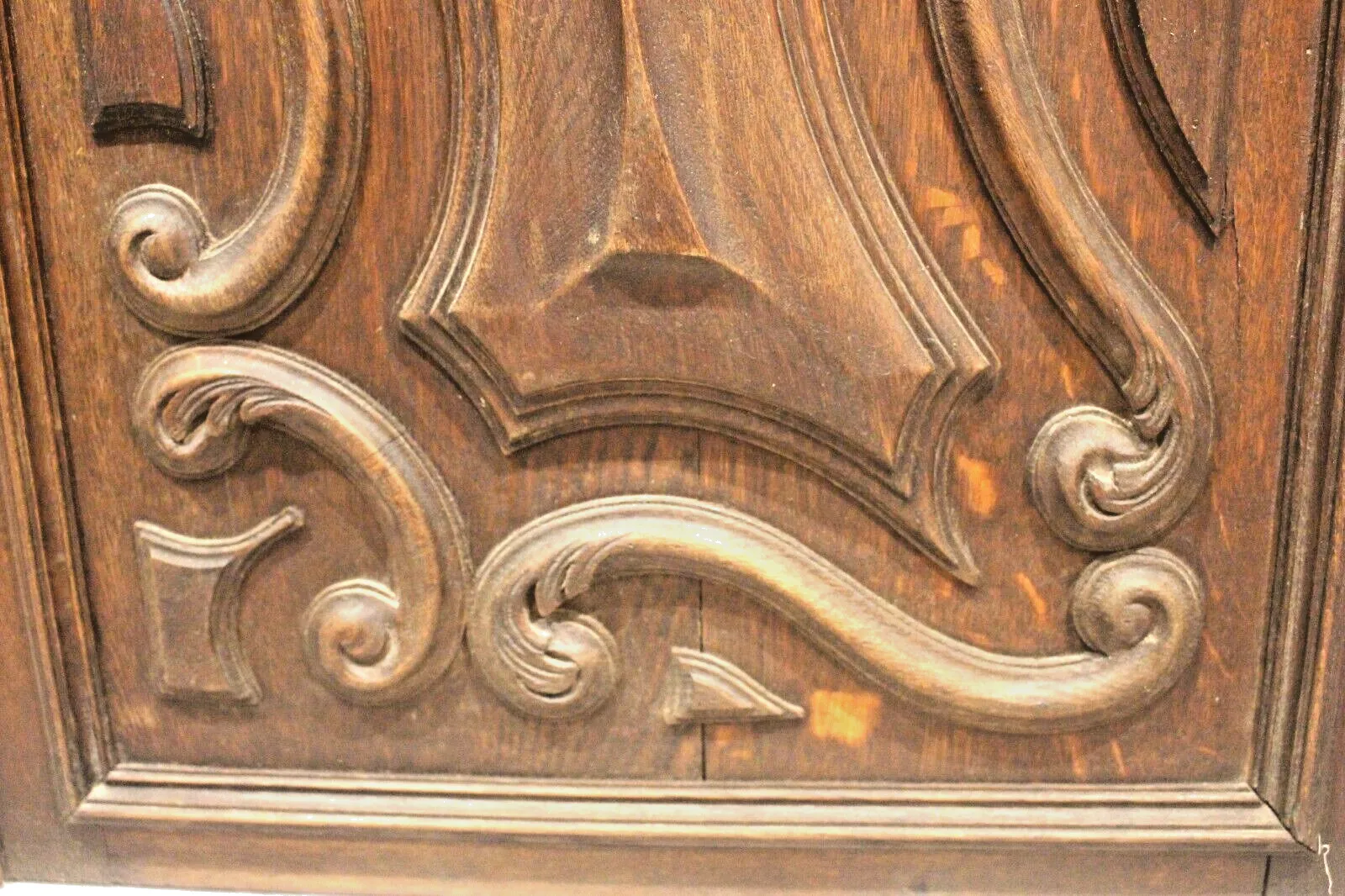 137.0 Arts & Crafts Antique Oak Carved Cupboard Cabinet Door Wall Panels photo