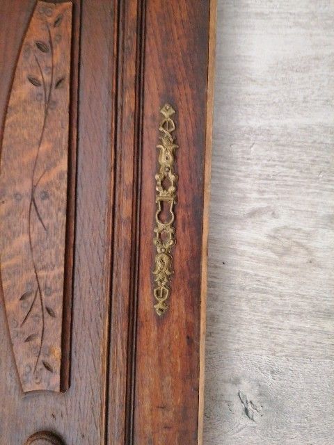 French Arts & Crafts Antique Oak Carved Cupboard Cabinet Door Wall Panels photo vinterior