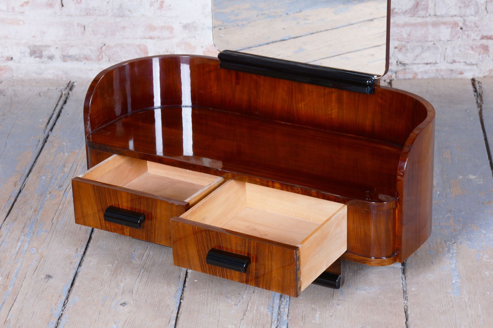 Restored Art Deco Dressing Mirror, By Halabala, Up Zavody, Walnut, Czech, 1930s photo 1100.0