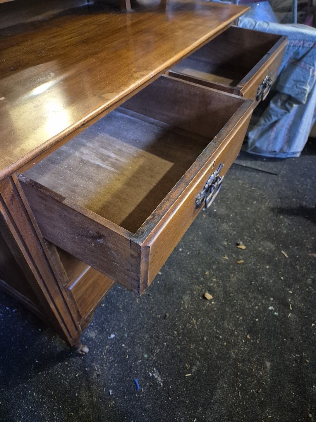 280.0 Edwardian Satin Walnut Batwing Dressing Table / Chest Of Drawers & 7 Mirrors photo