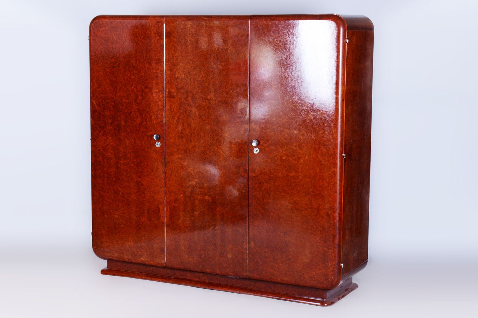 Restored Art Deco Wardrobe, By J. Halabala, Up Zavody, Mahogany, Czech, 1920s