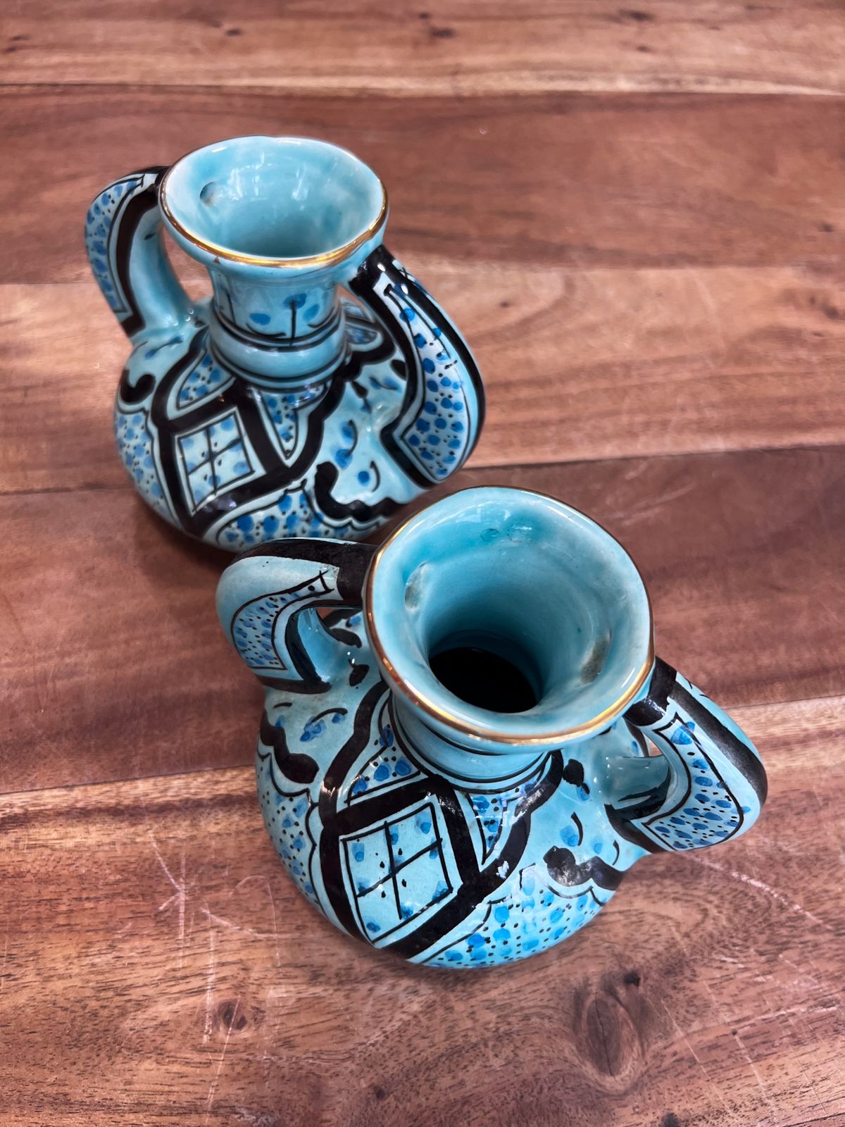 Moorish Hand Painted Tunisian Vases By Azouz Kharraz photo for sale