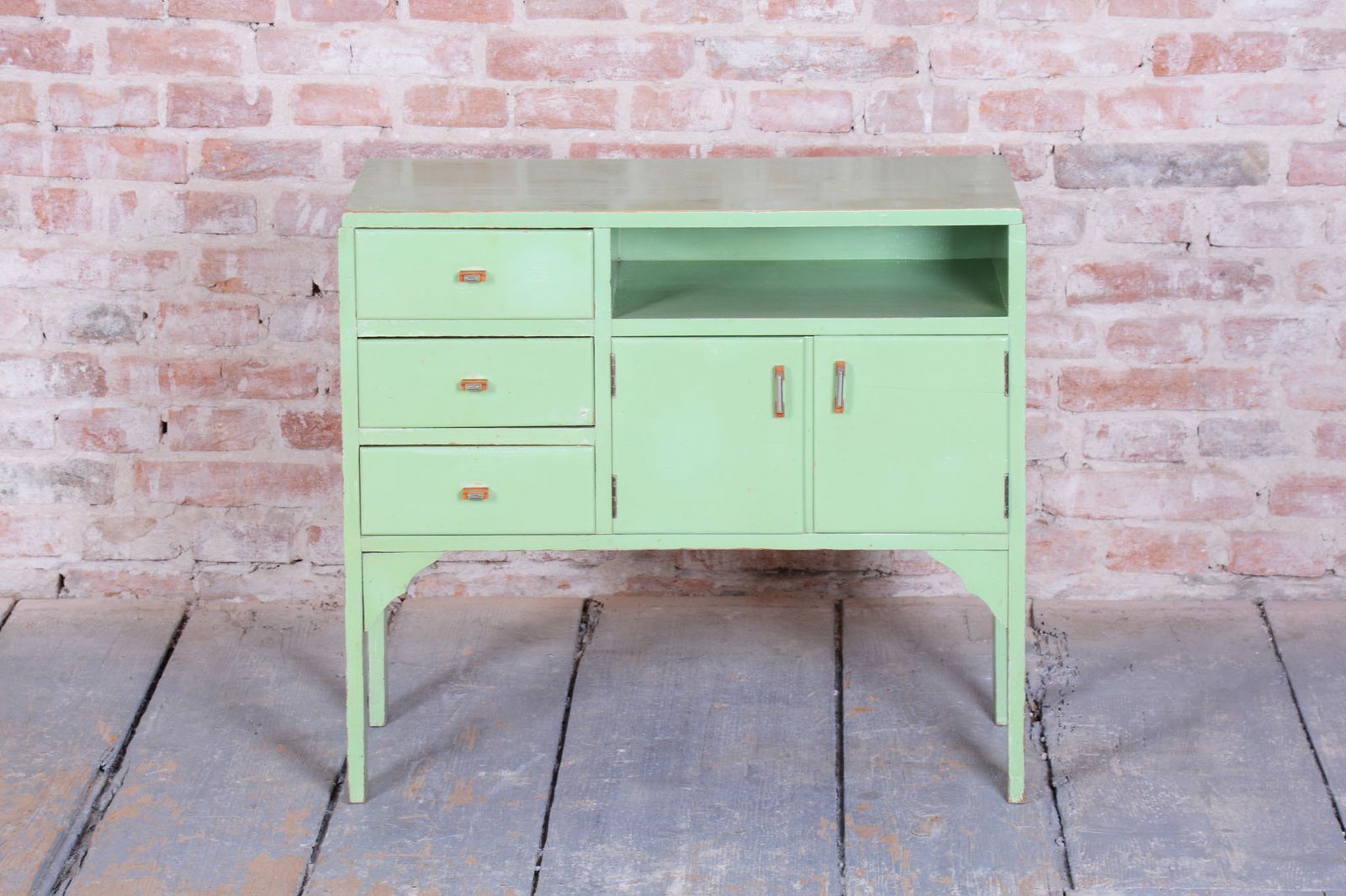 Restored Art Deco Small Cabinet, Spruce, Paint, Revived Polish, Czech, 1920s photo for sale