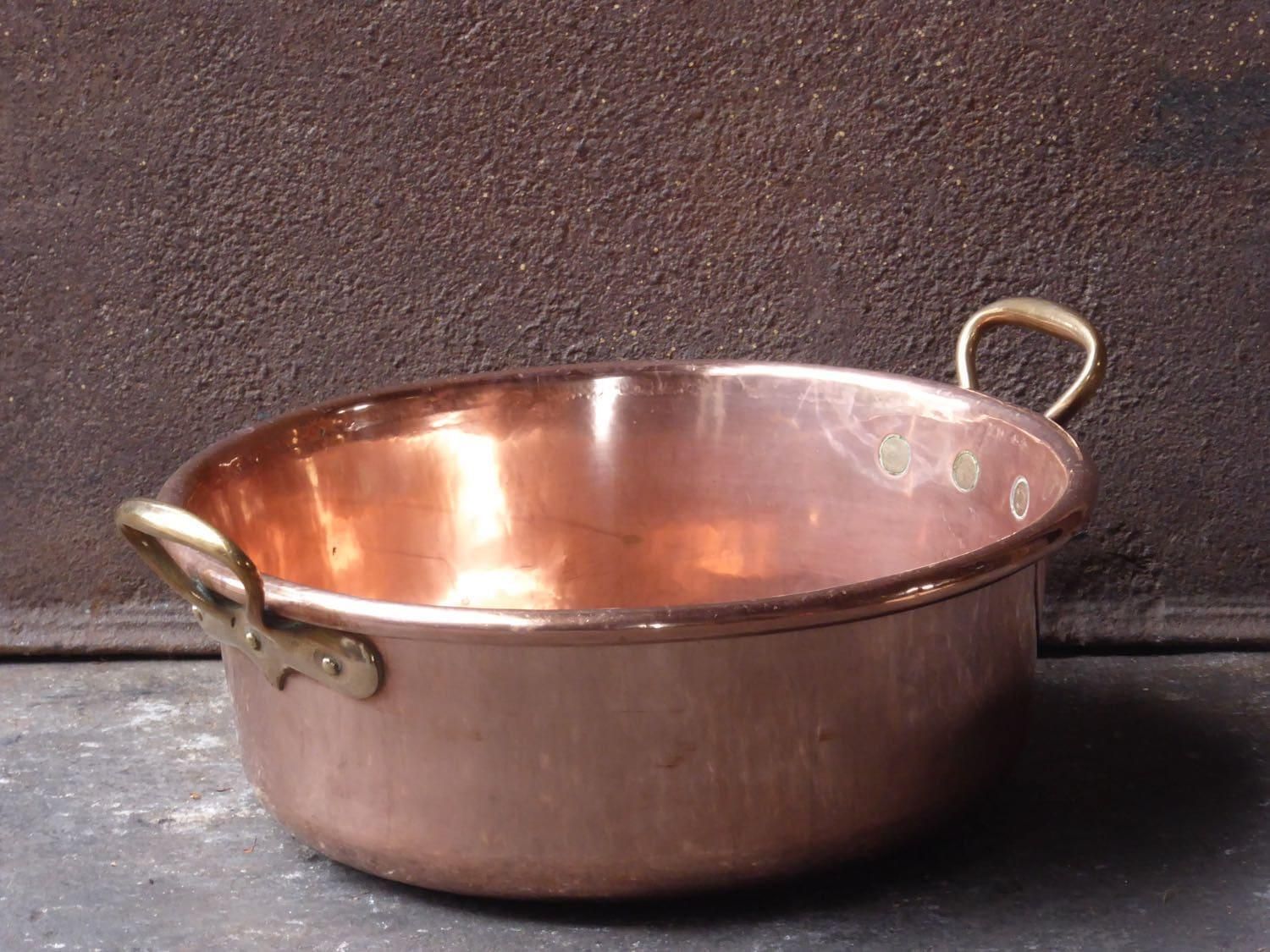 19th Century French Polished Copper Firewood Basket, Victorian Period photo furniture
