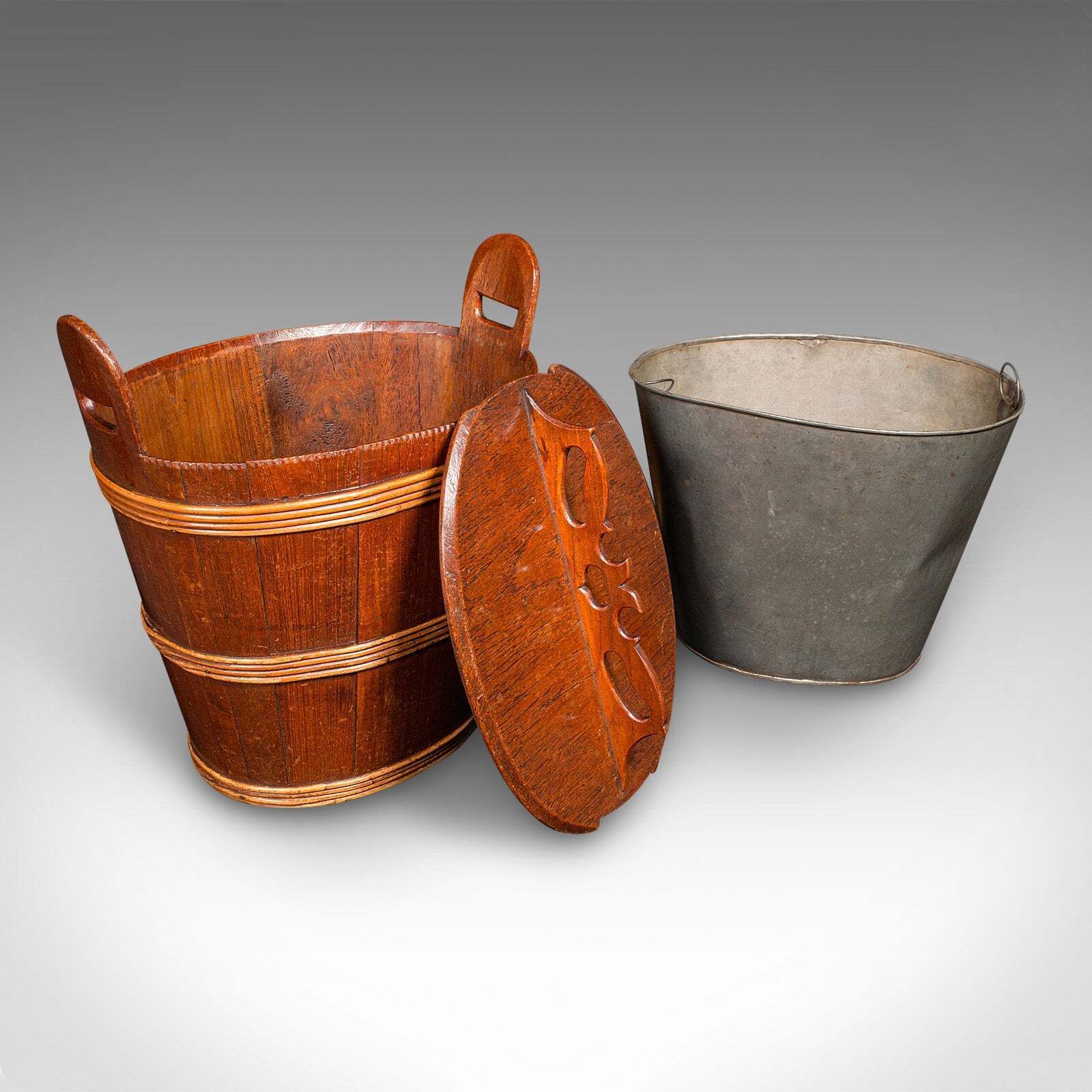 Antique Lidded Waste Bin, Georgian, Dutch, Oak, Fruitwood, Fireside Store C.1800 photo furniture