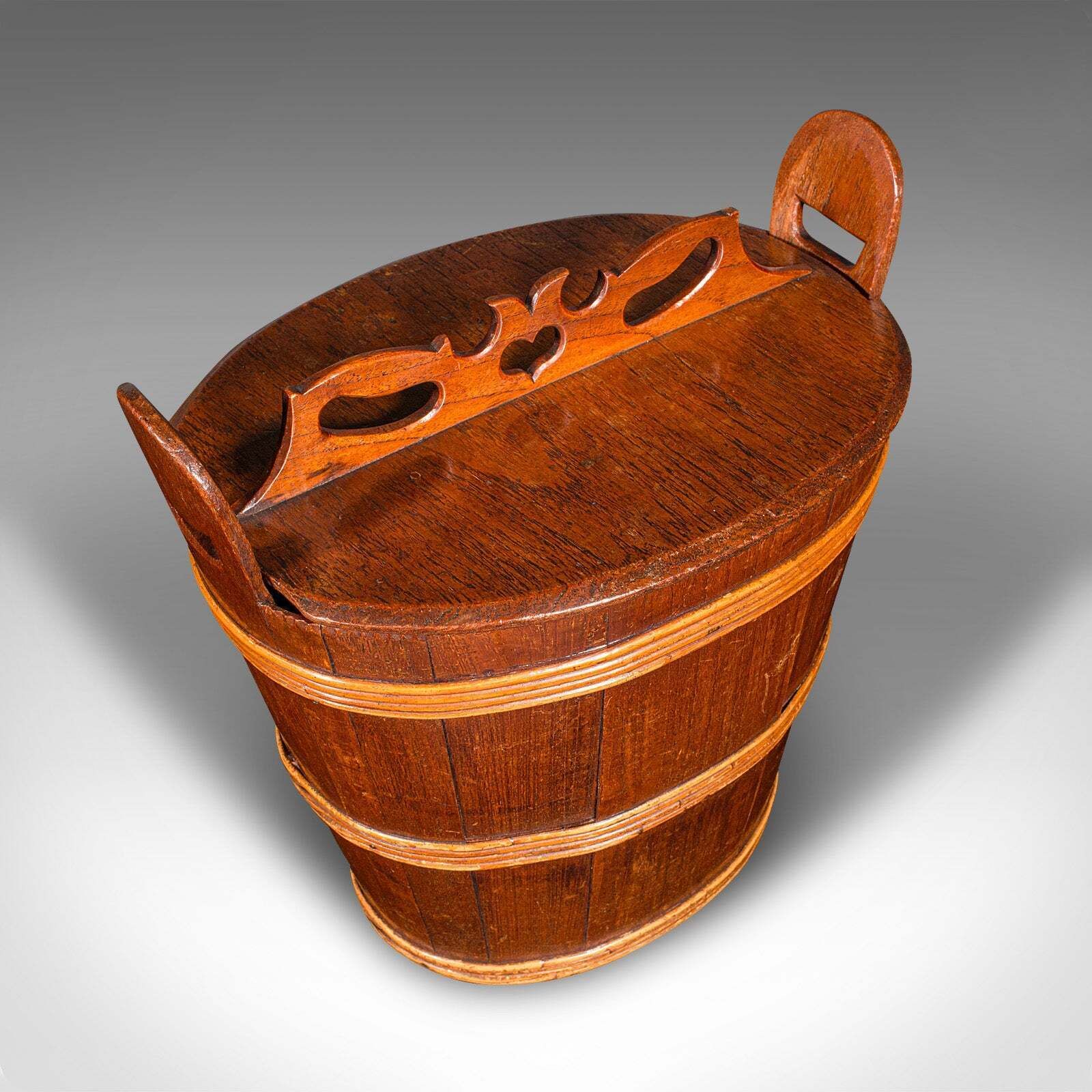 Antique Lidded Waste Bin, Georgian, Dutch, Oak, Fruitwood, Fireside Store C.1800 photo buy