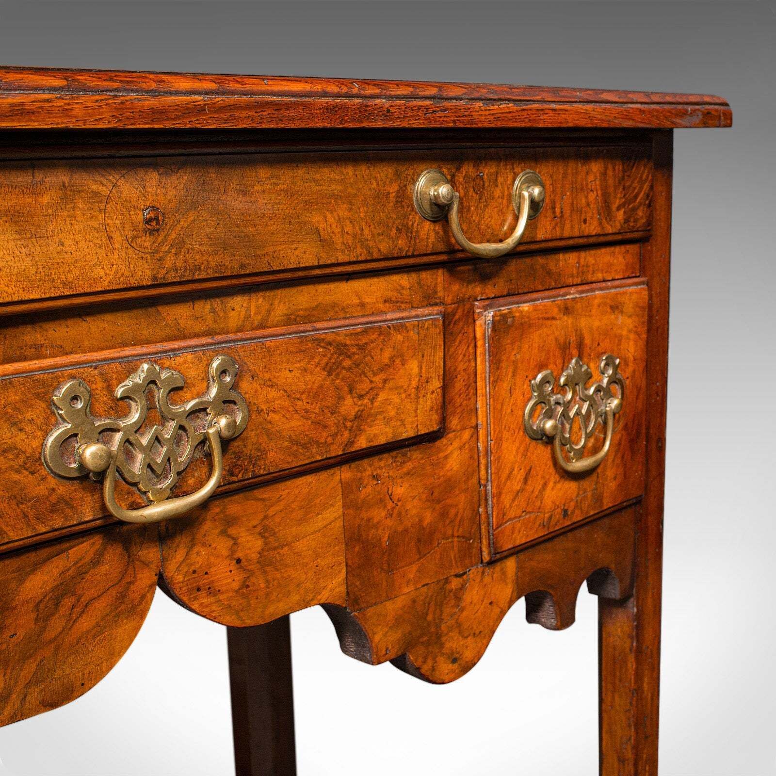 photo for sale Antique Lowboy Table, Georgian, English, Burr Walnut, Oak, Hall, Side, C.1780