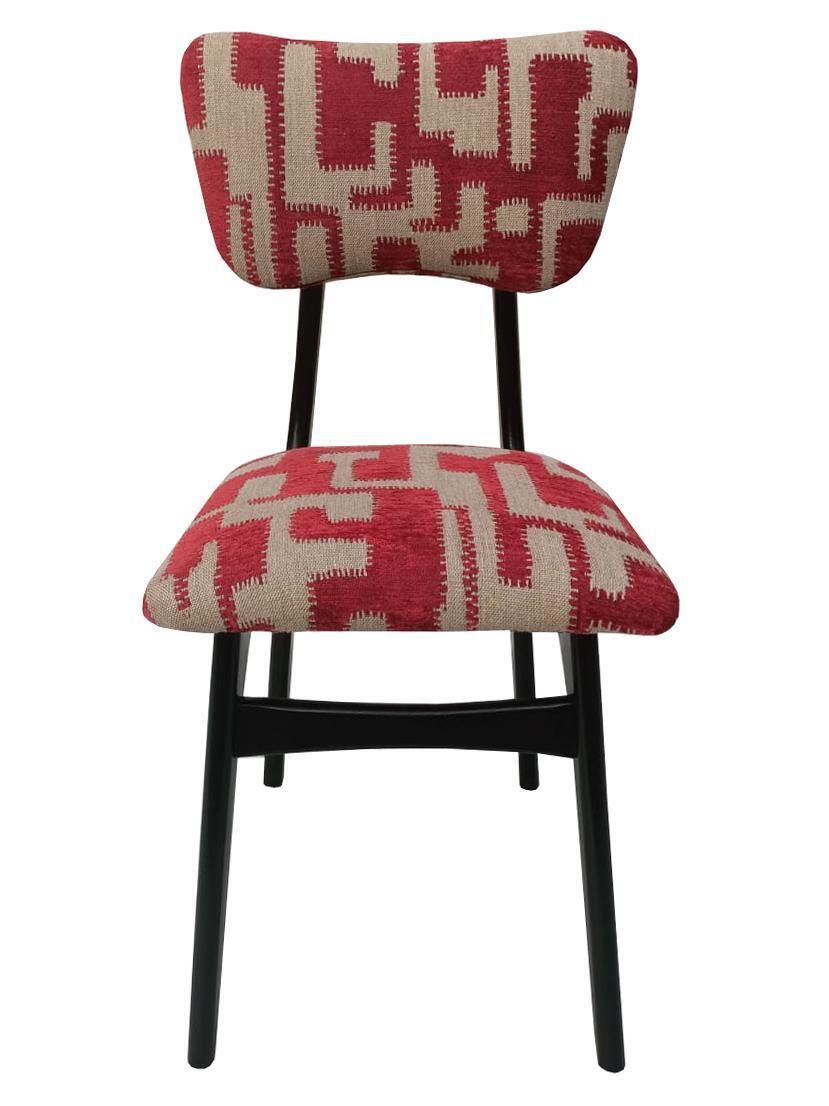Mid Century Butterfly Chair, Beige Red Jacquard, Black Wood, Europe, 1960s photo furniture