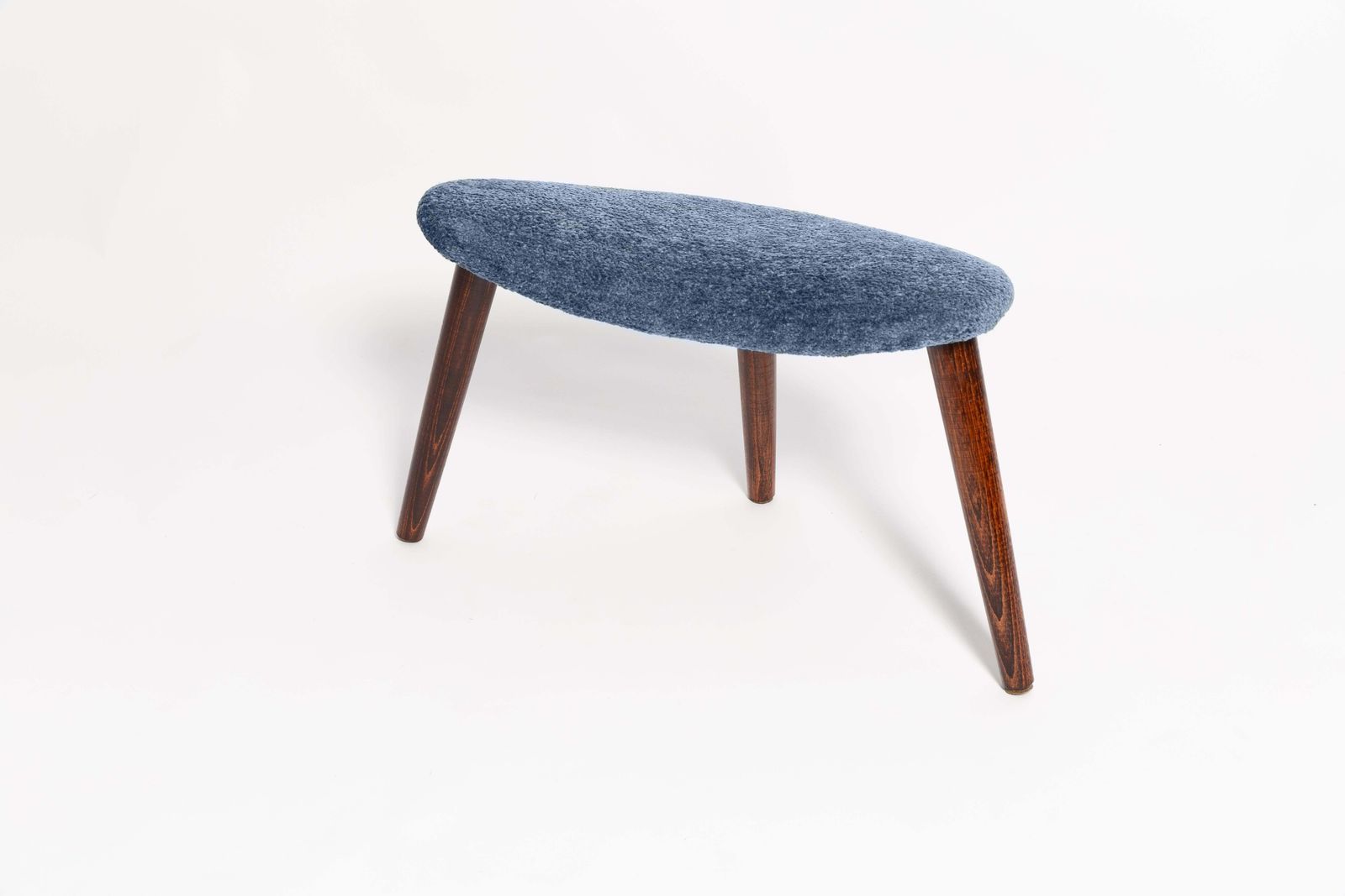 Furniture Mini Heart Stool, Blue Velvet, Dark Wood, Europe photo