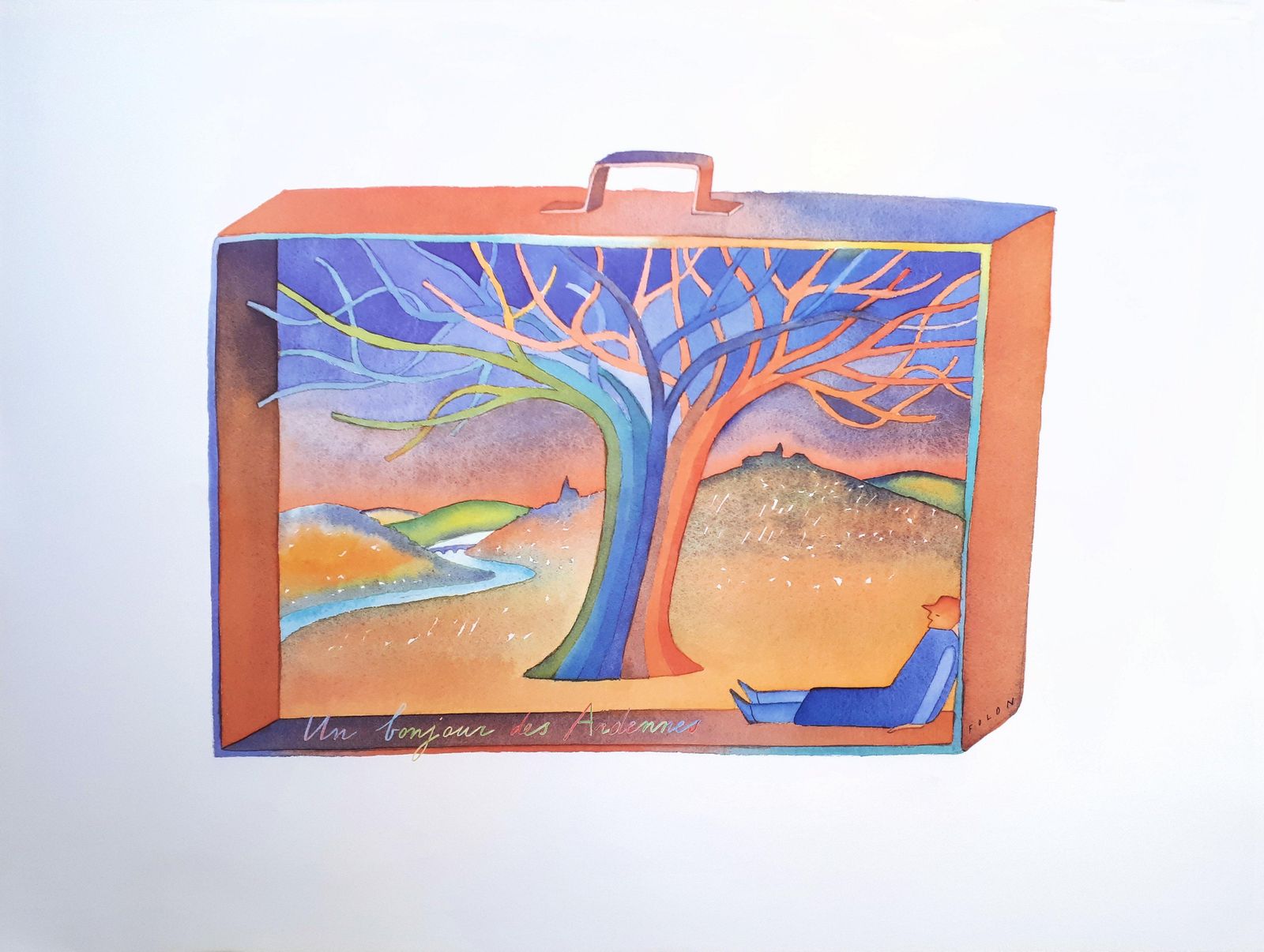 Jean Michel Folonardennes, Dream In A Suitcase   Offset Art Print photo furniture