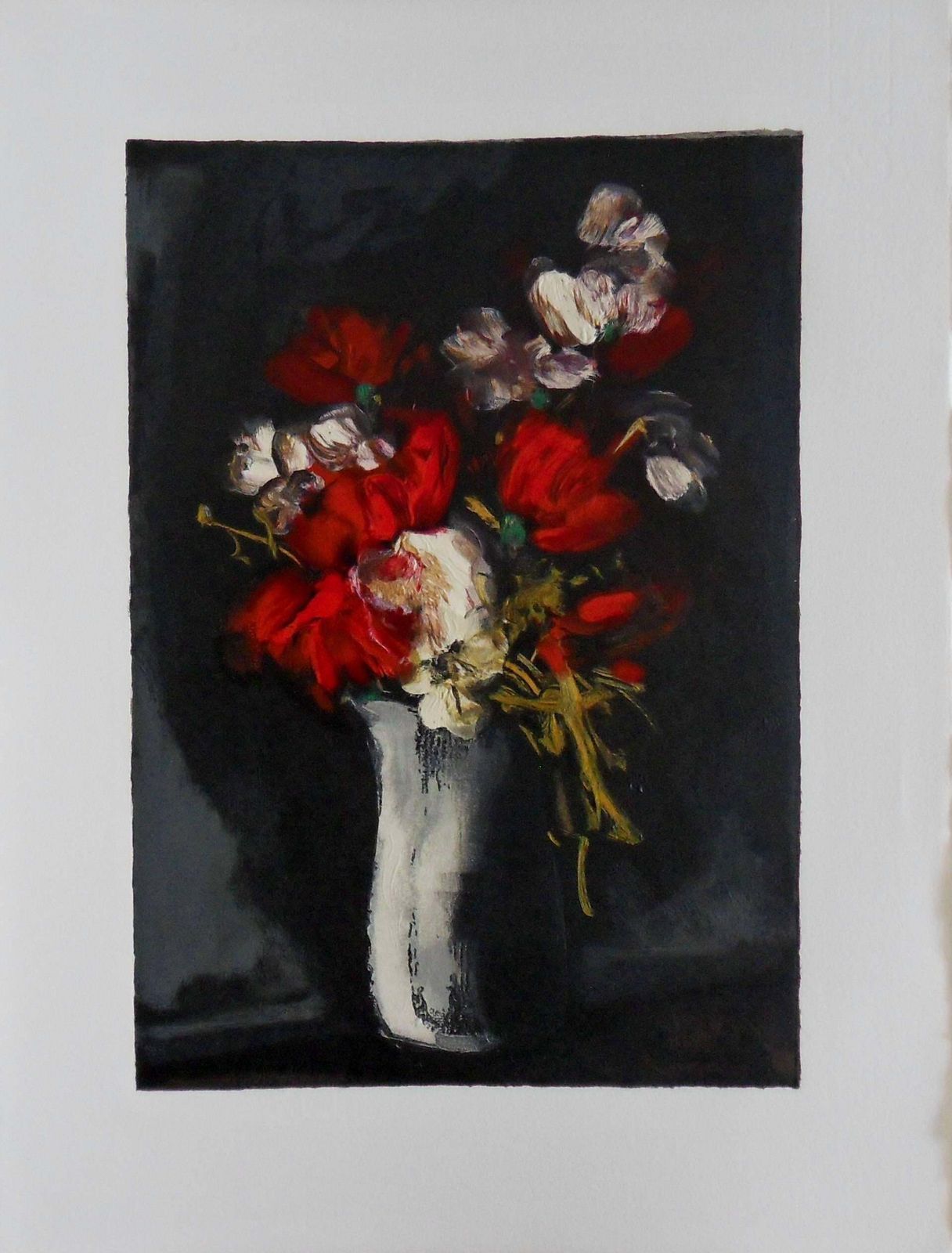 Maurice De Vlaminckwild Red And White Flowers   Original Woodcut On Arches Vellum1965