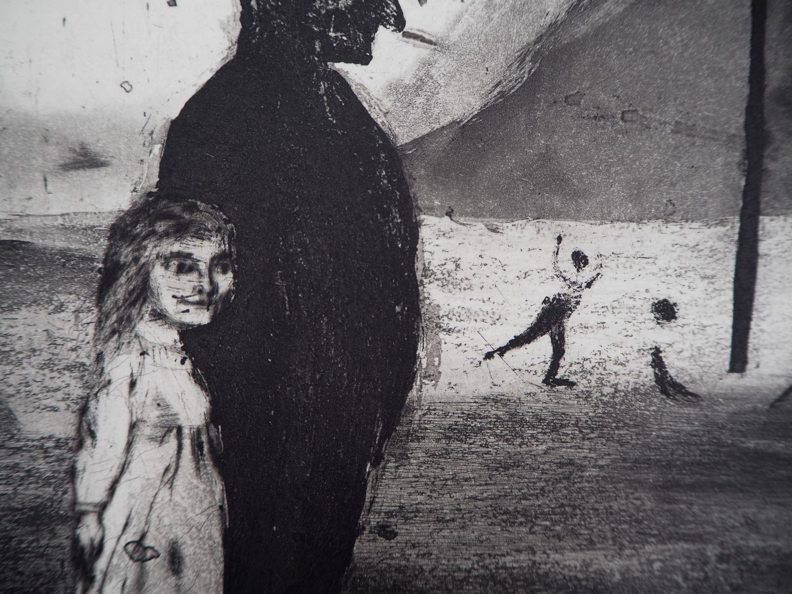 Richard Daviesyoung Girl At The Funfair   Original Handsigned Etching   Limited 30 Copies1983 photo vinterior