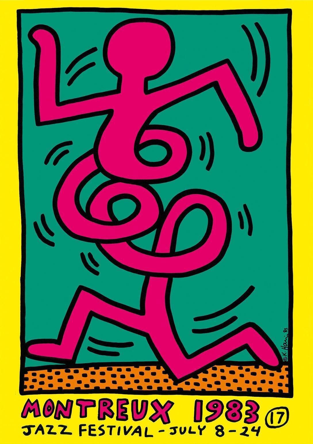 Keith Haringjazz : Swing Guy (Yellow)   Screenprint Poster, Montreux, 19831983