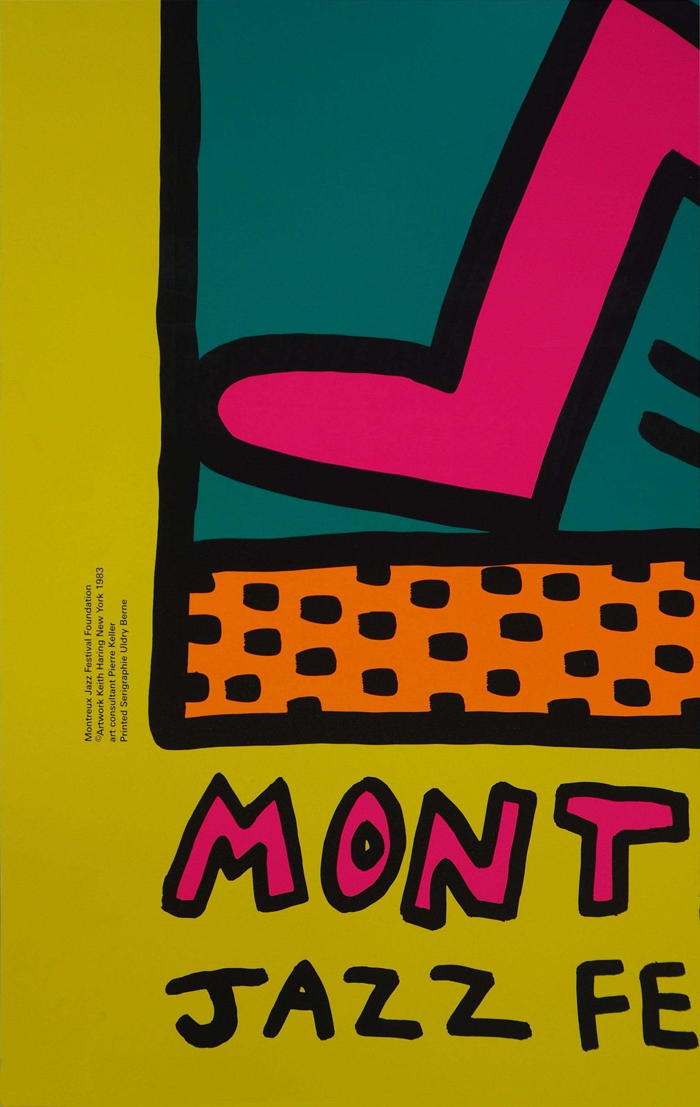 Keith Haringjazz : Swing Guy (Yellow)   Screenprint Poster, Montreux, 19831983 photo Art