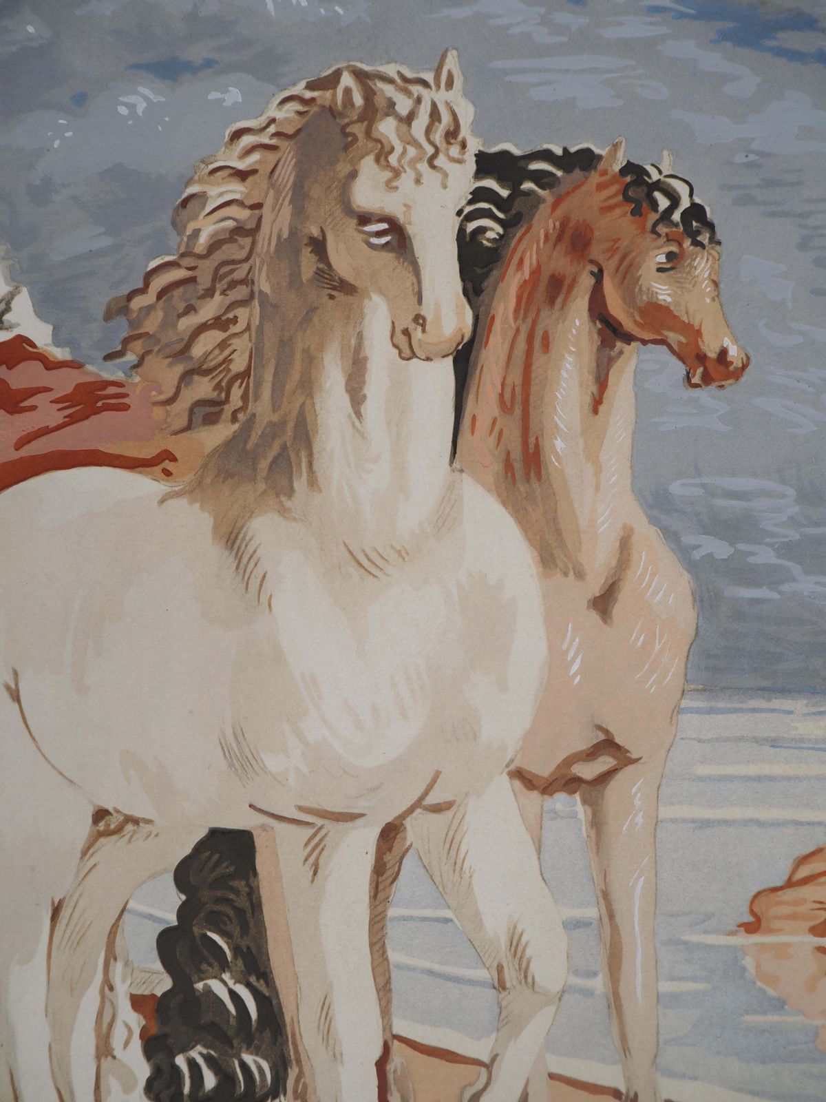 Giorgio De Chiricohorses In A Mythological Landscape   Lithograph photo Art