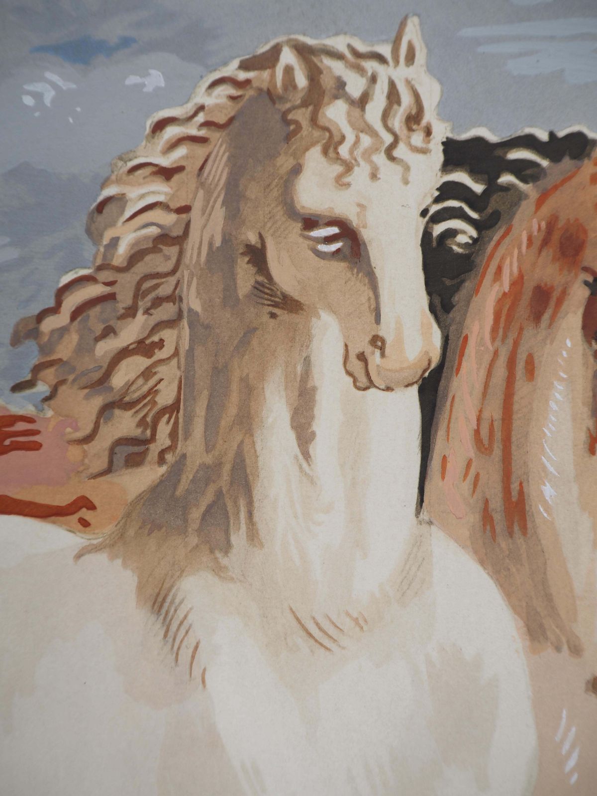 Giorgio De Chiricohorses In A Mythological Landscape   Lithograph photo vinterior