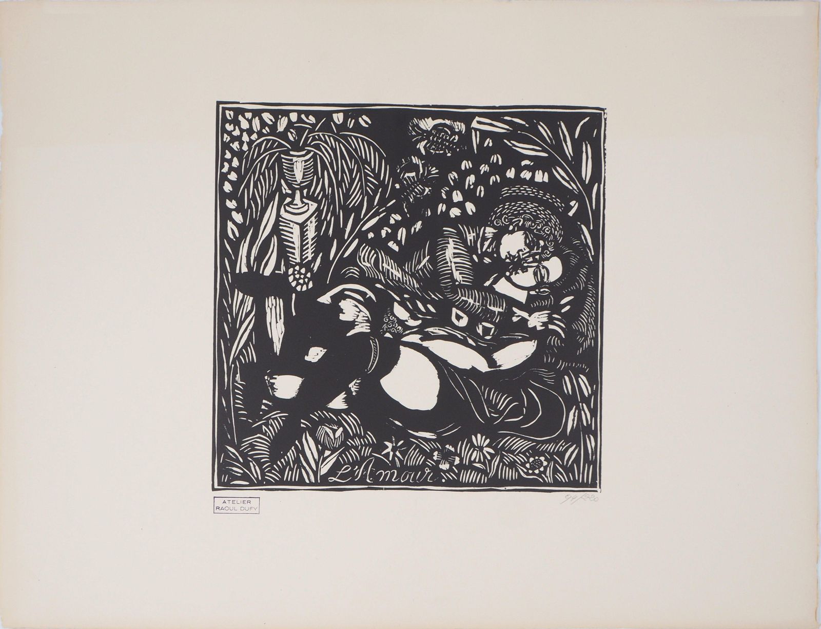 Raoul Dufythe Love   Original Woodcut   Signed1910 photo for sale