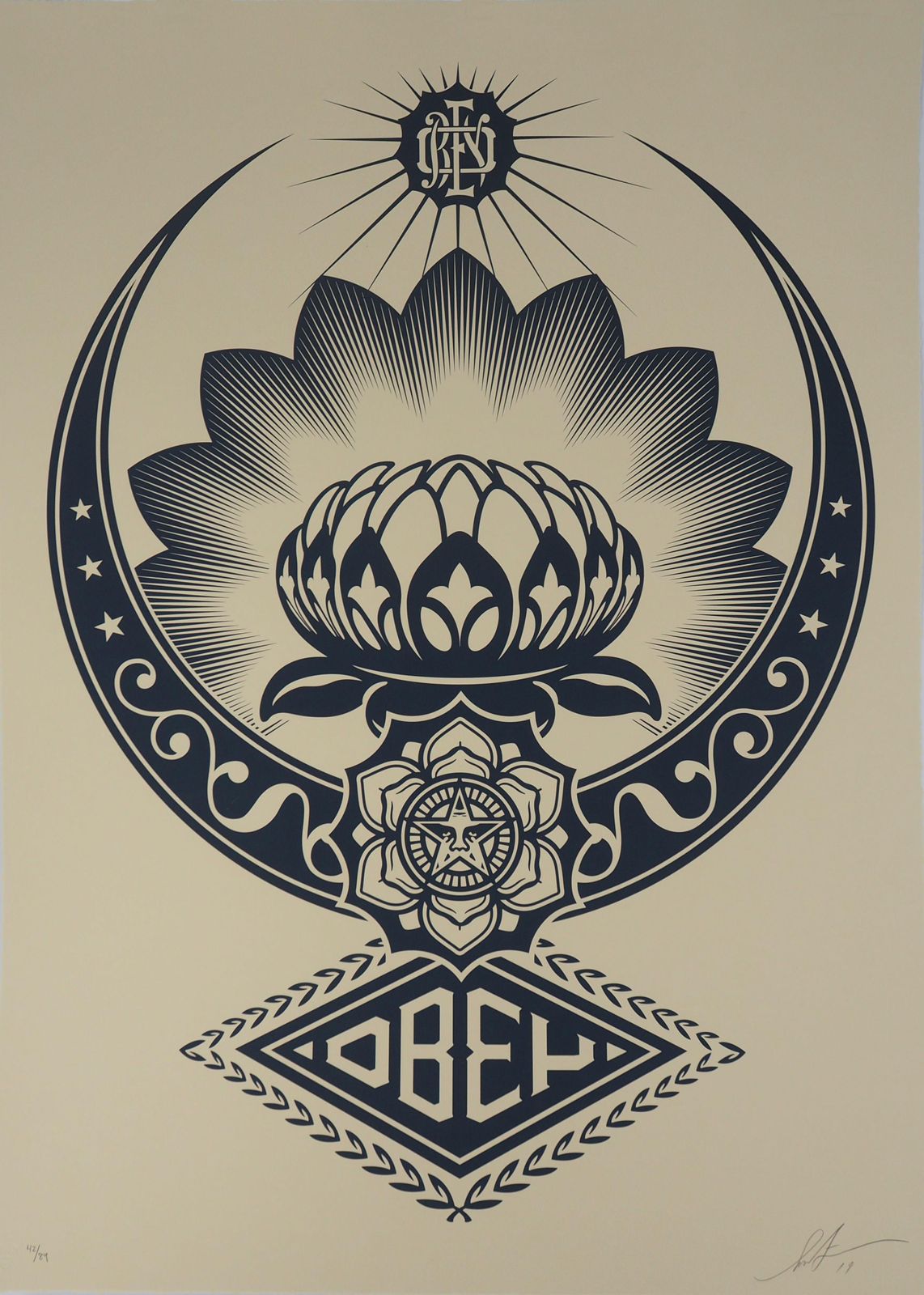 Shepard Faireyharmony : The Lotus Flower   Tall Original Screenprint Signed & Numbered /89