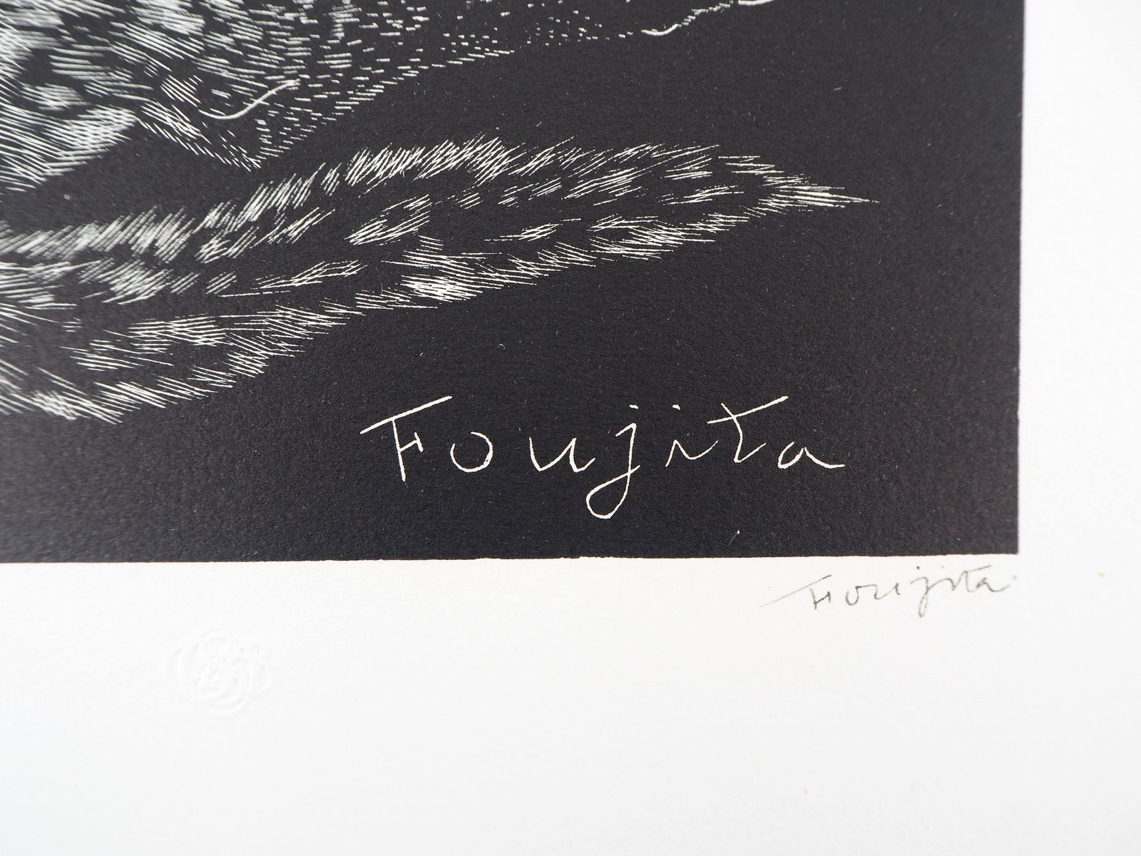 Léonard Tsuguharu Foujitacat   Original Woodcut, Handsigned And Numbered /160   Buisson #27 031927 photo furniture
