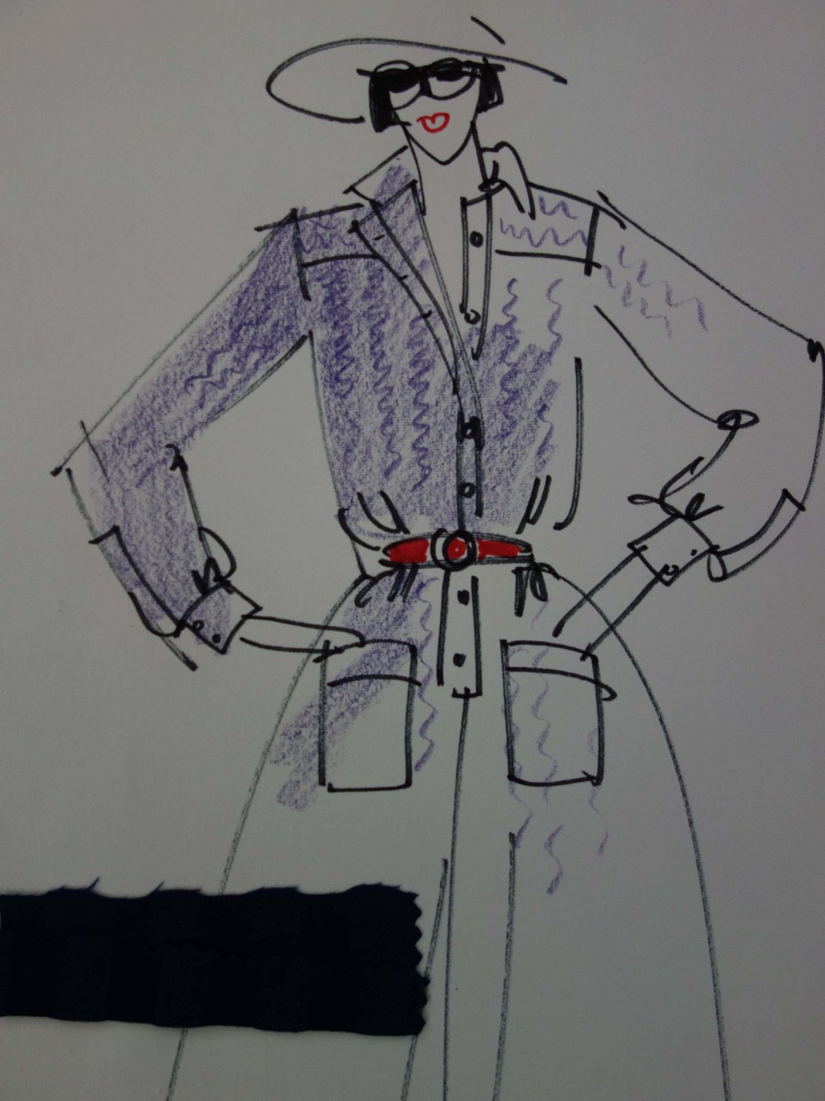 Unknown[Mode] Tutti Studio   Original Ink And Pen Drawing : Coat Style Dress   19781978 photo furniture