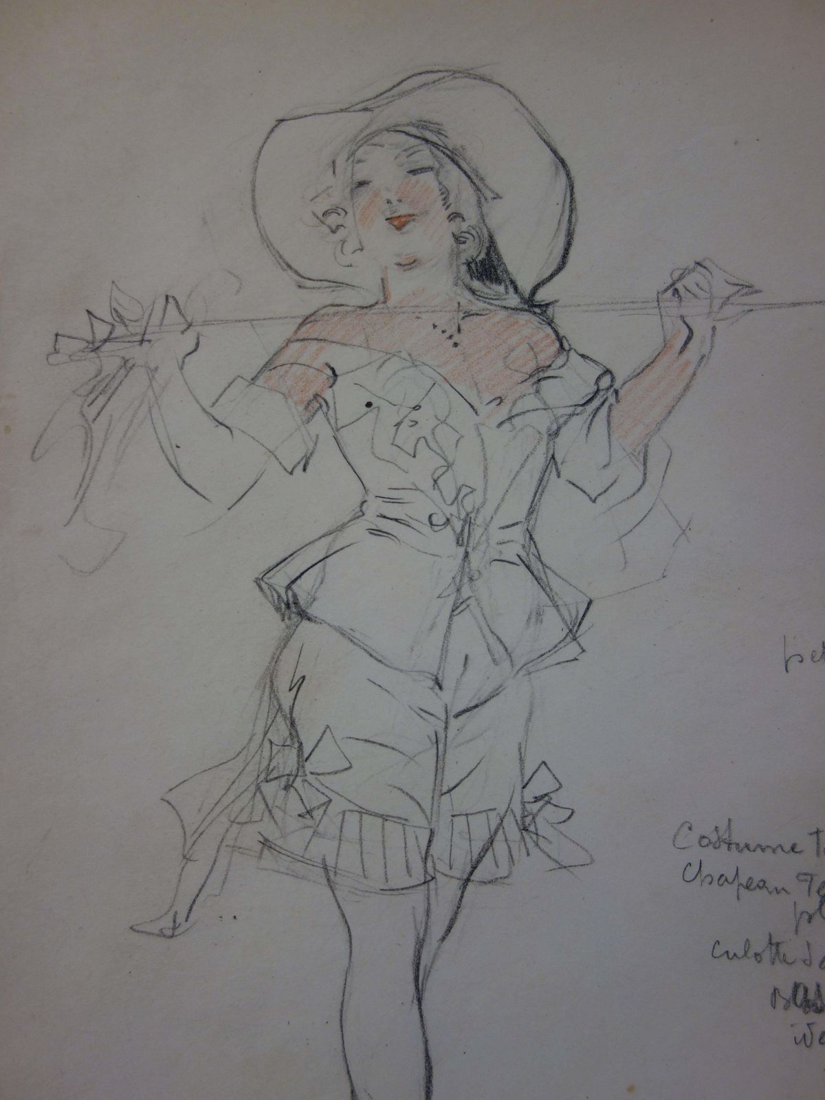 Georges Conradmoulin Rouge Dancer   Pencil Drawing   Circa 1916 photo for sale
