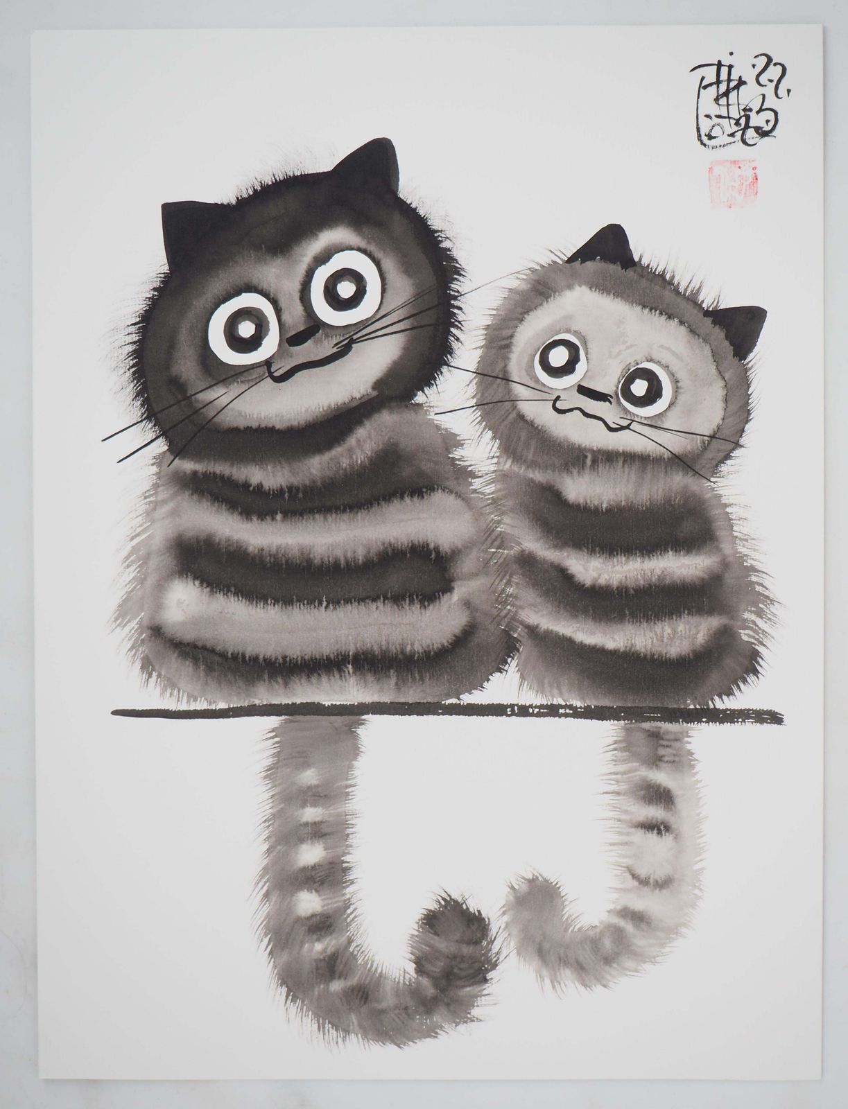Laszlo Tibaycute Baby Cats   Handsigned Original Ink Drawing 2021