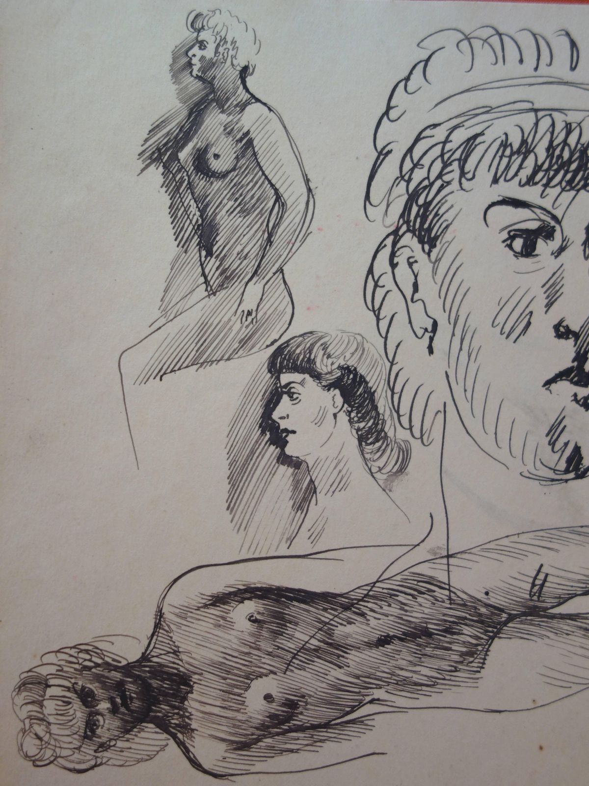 Edouard Goergnude And Portrait Sketches   Original Signed Drawing photo for sale
