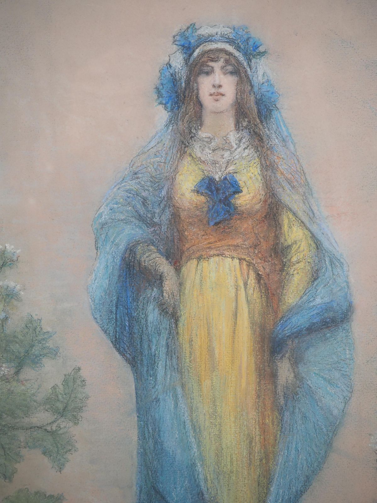 Georges Jules Victor Clairintheater : Sarah Bernhardt In Blue   Original Charcoal Drawing, Handsigned1916 photo for sale