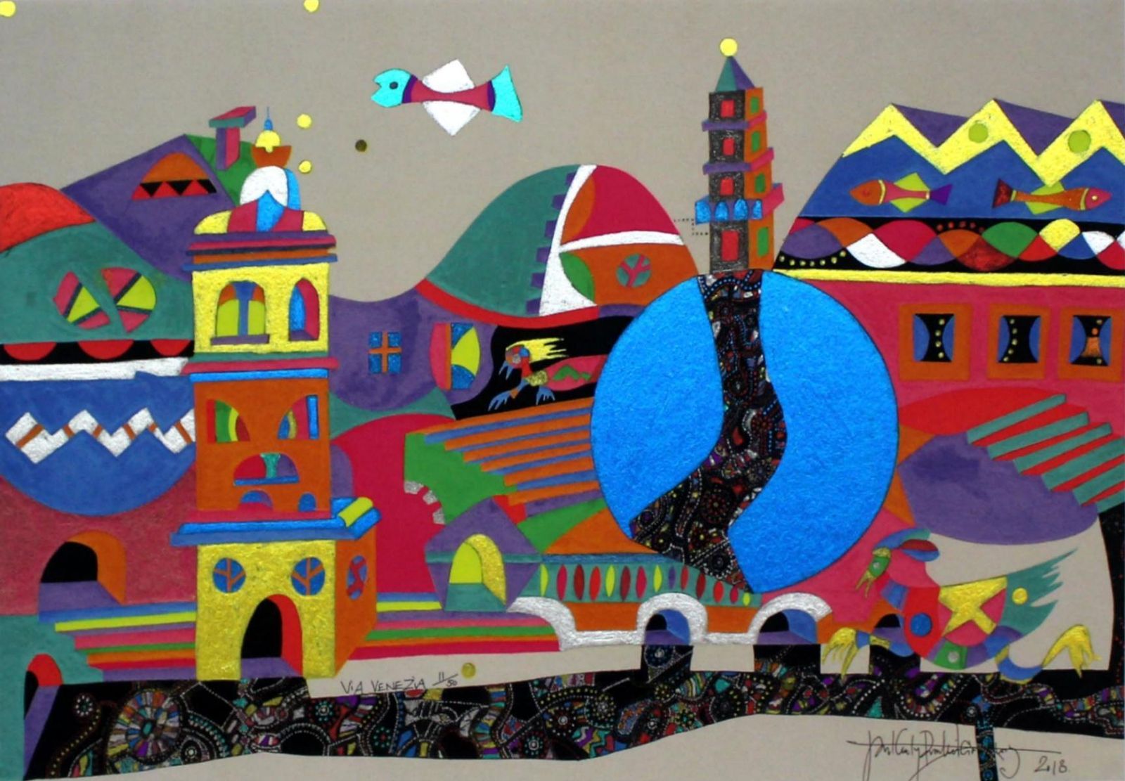 Jan Kanty Pawluśkiewiczvia Venezia   Xxi Century, Mixed Media, Abstract Print, Colorful, Glittery2018