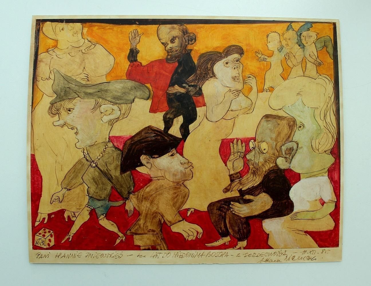 Adam Niemczyc 1letter To Hieronymus Bosch   XX Century, Colourful Figurative Painting1982 photo furniture