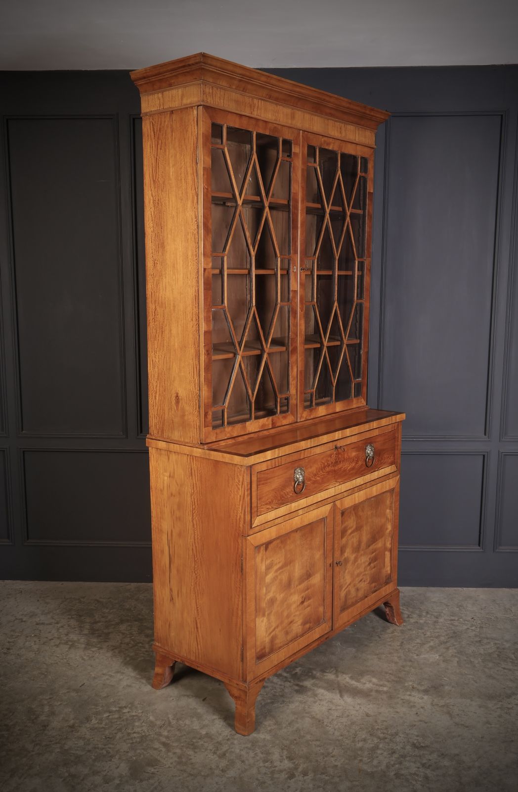 Georgian Satinwood Glazed Secretaire Bookcase photo Furniture