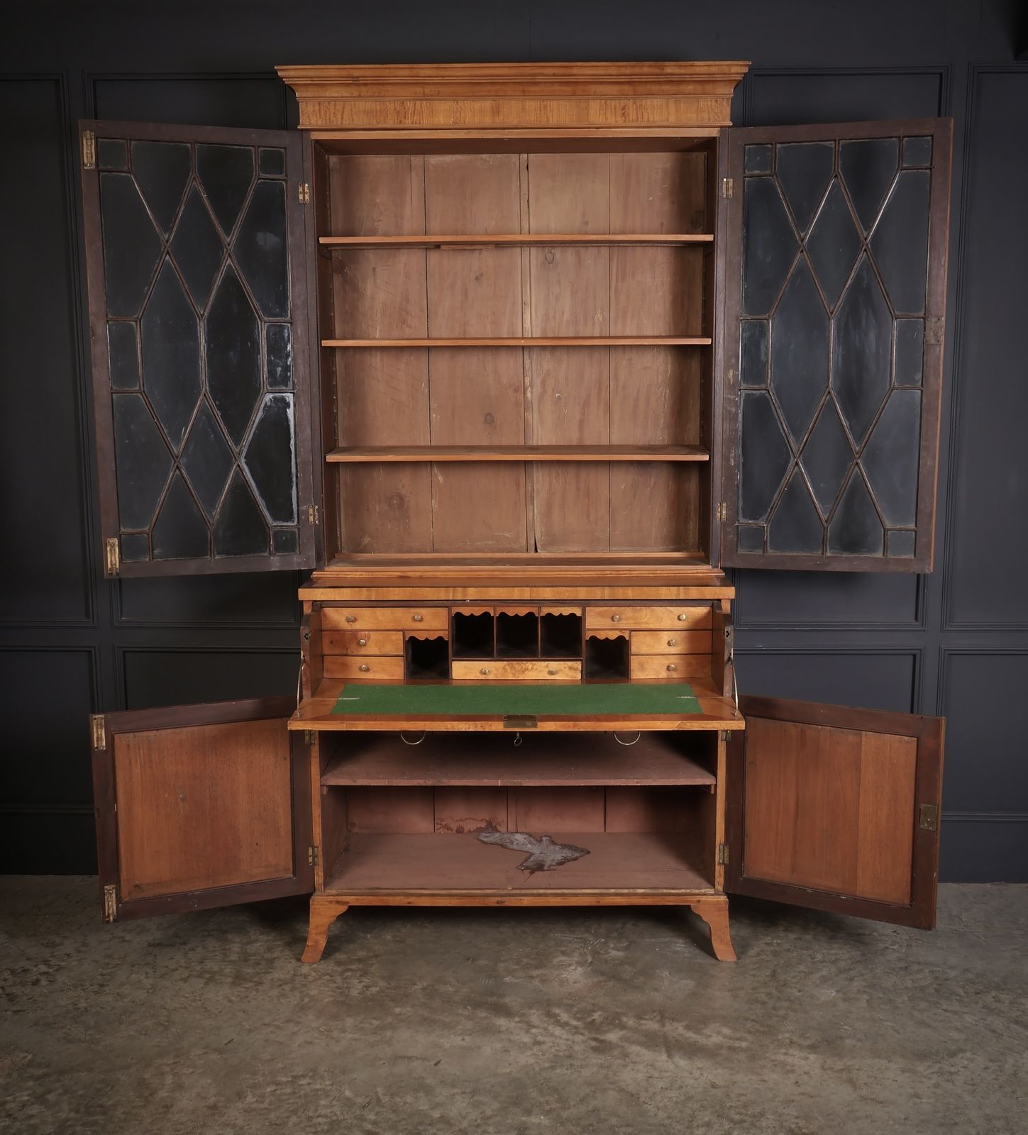 Georgian Satinwood Glazed Secretaire Bookcase photo 2925.0