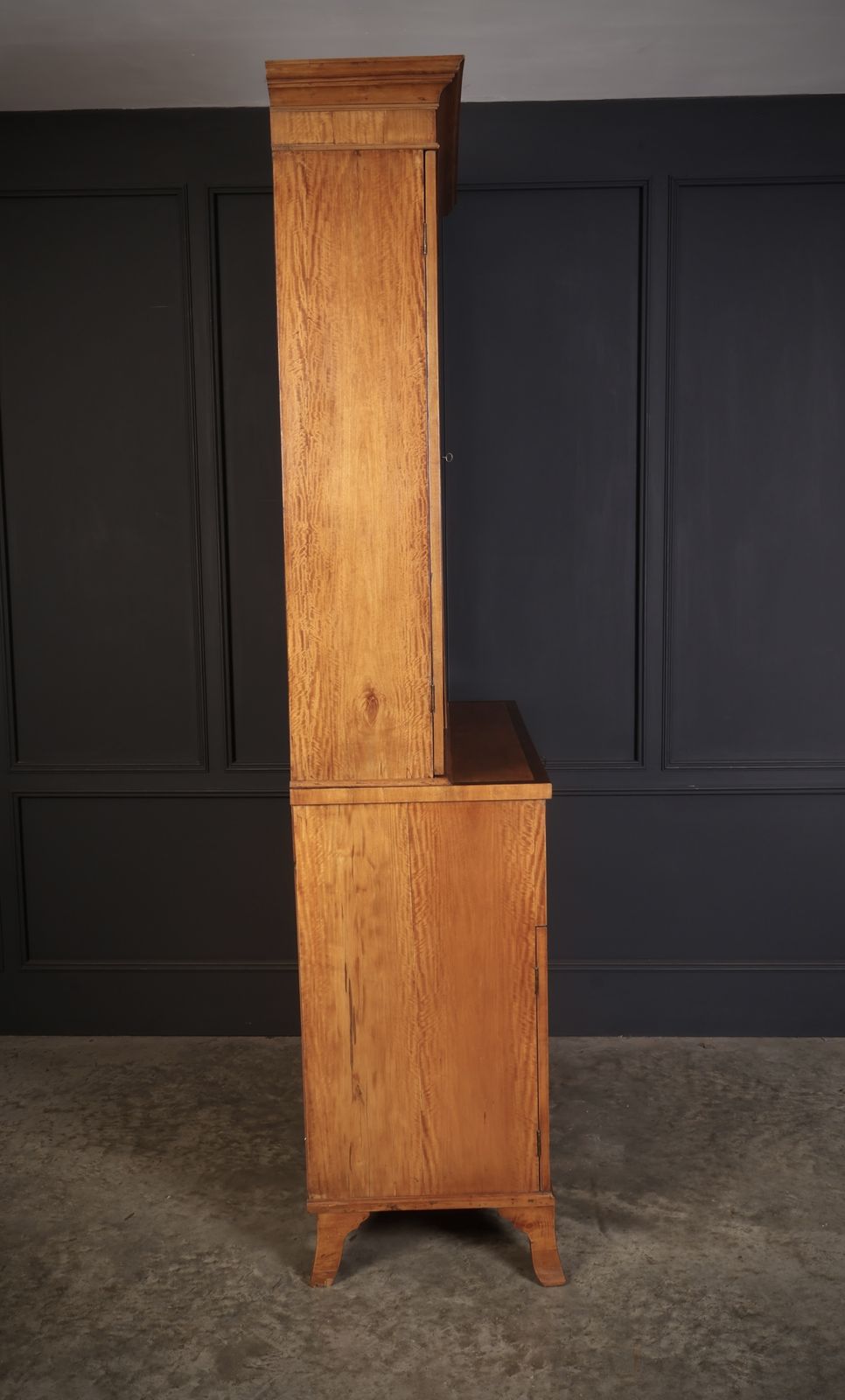 Georgian Satinwood Glazed Secretaire Bookcase photo vintage