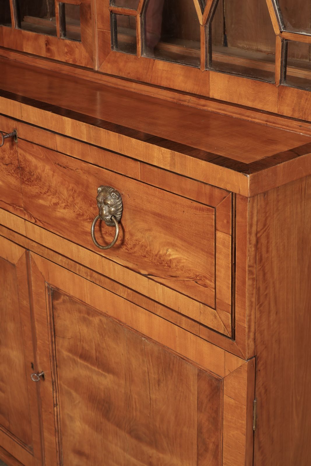 photo furniture Georgian Satinwood Glazed Secretaire Bookcase