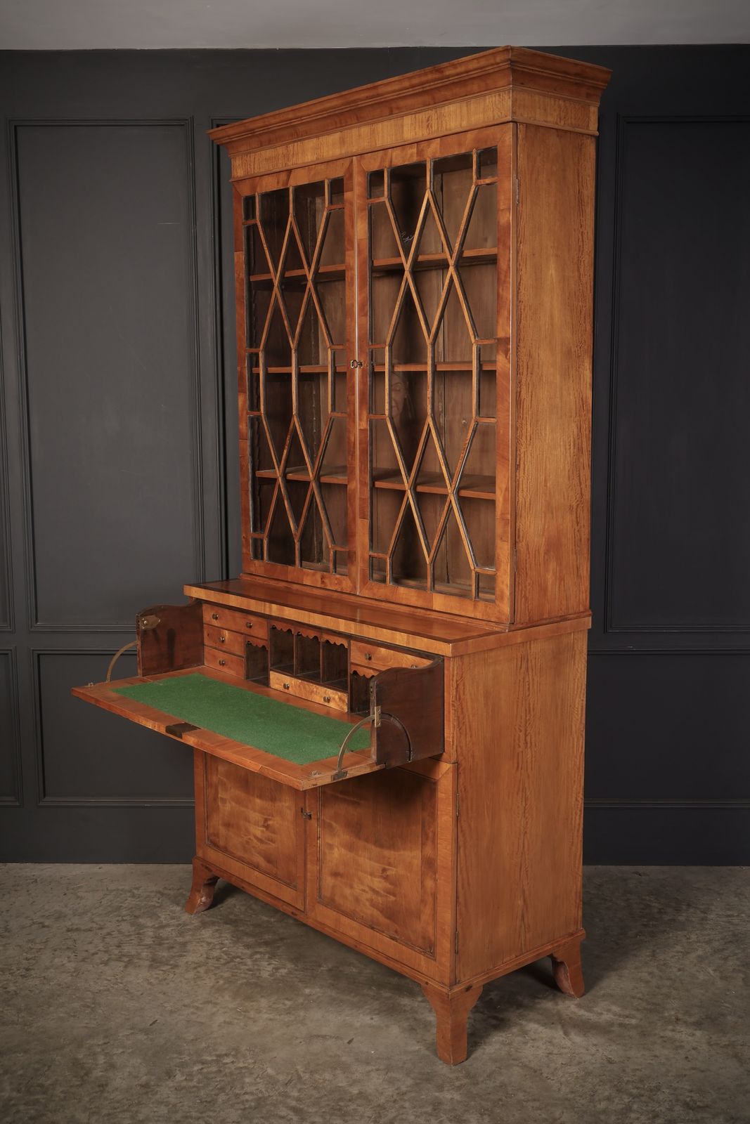 Furniture Georgian Satinwood Glazed Secretaire Bookcase photo