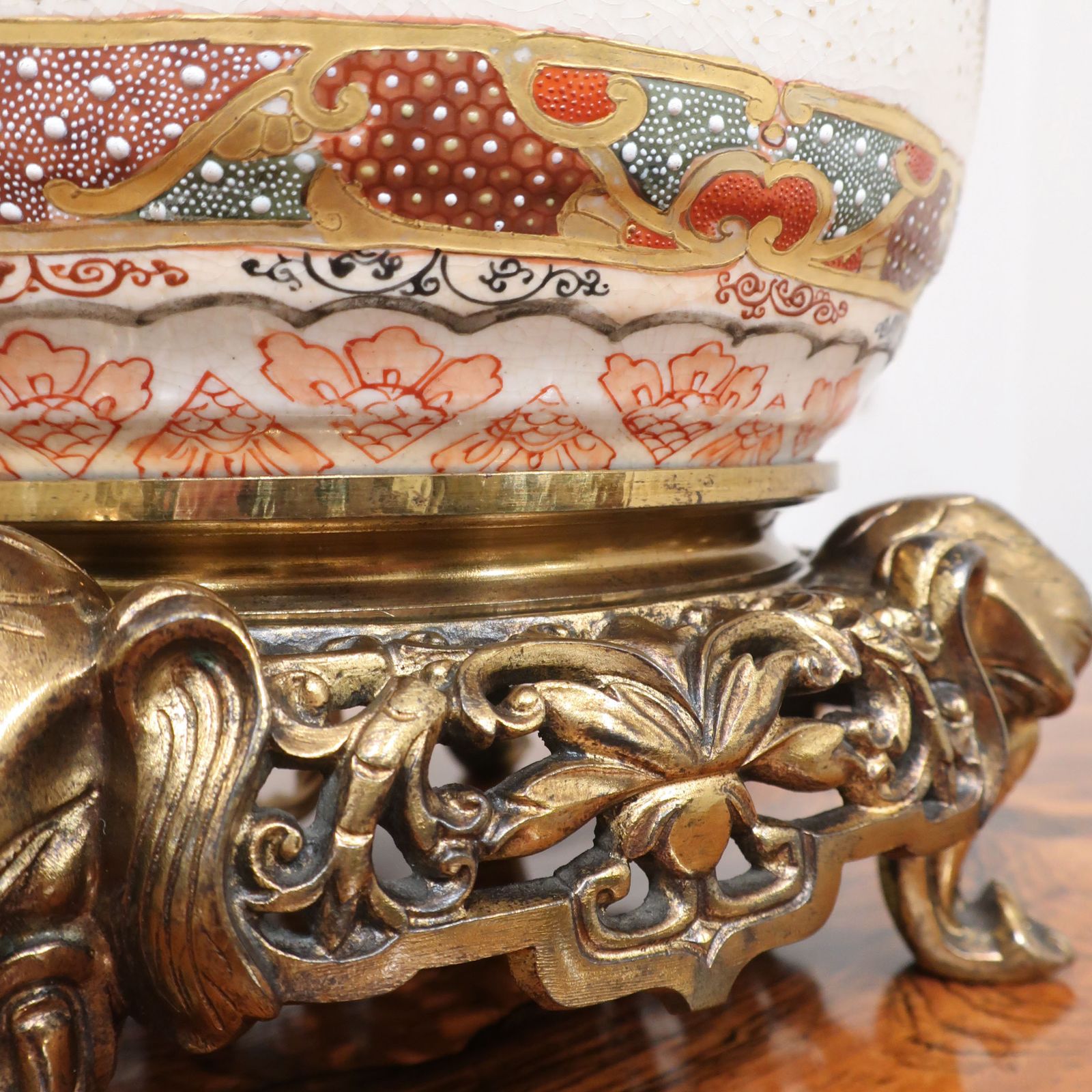 photo for sale Japanese Meiji Period Satsuma Porcelain Antique Table Lamp