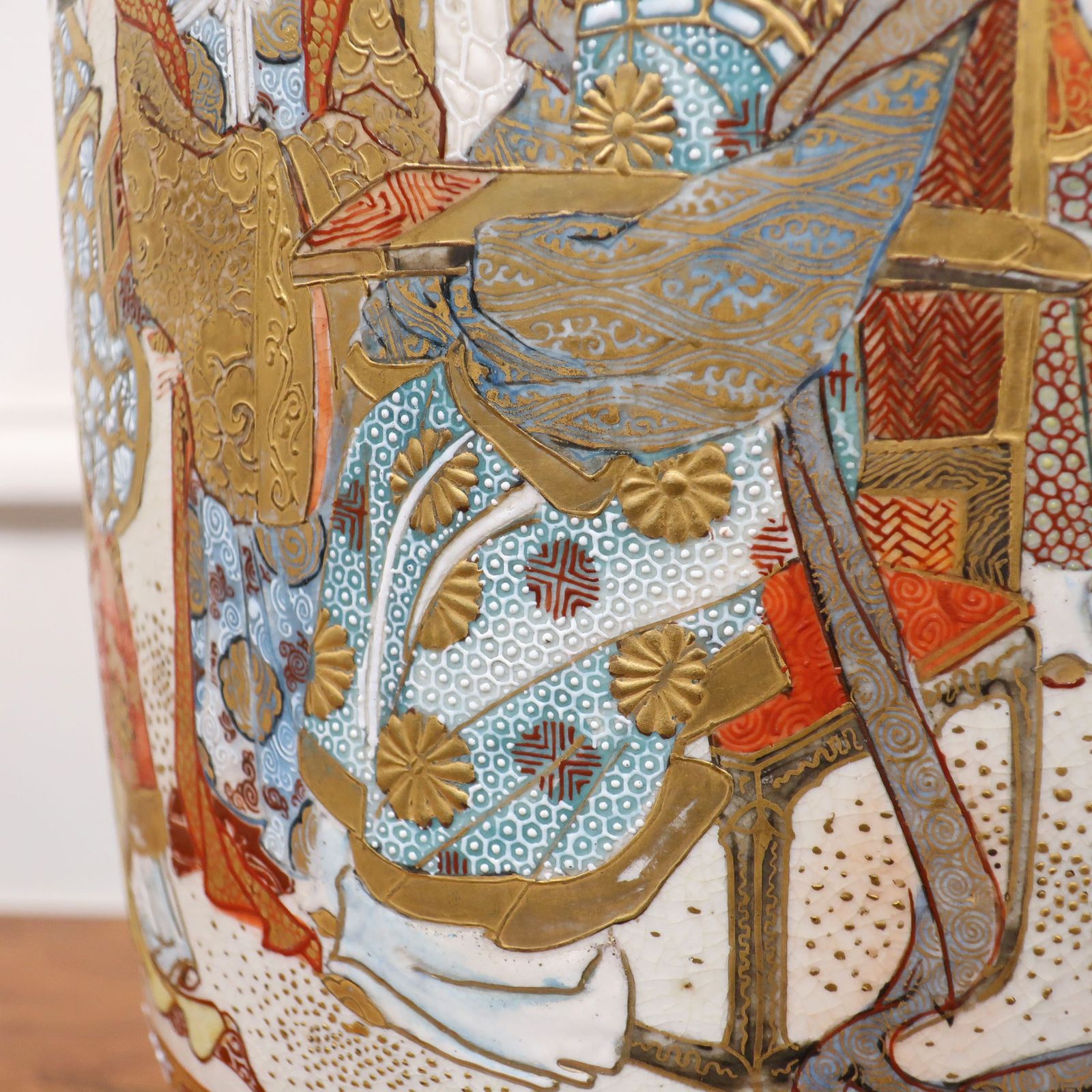 photo vinterior Japanese Meiji Period Satsuma Porcelain Antique Table Lamp