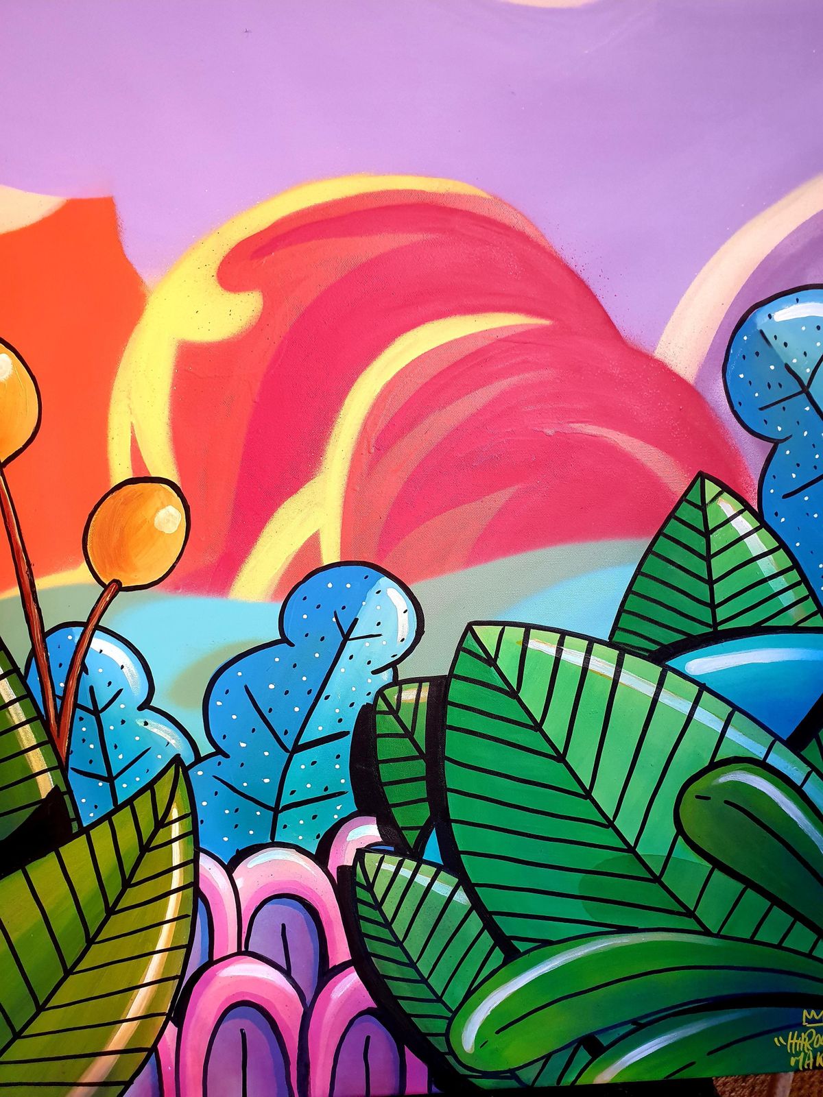 Harold Maka Street Art Large Contemporary Aerosol On Canvas. "Futuristic Landscape"2024 photo furniture